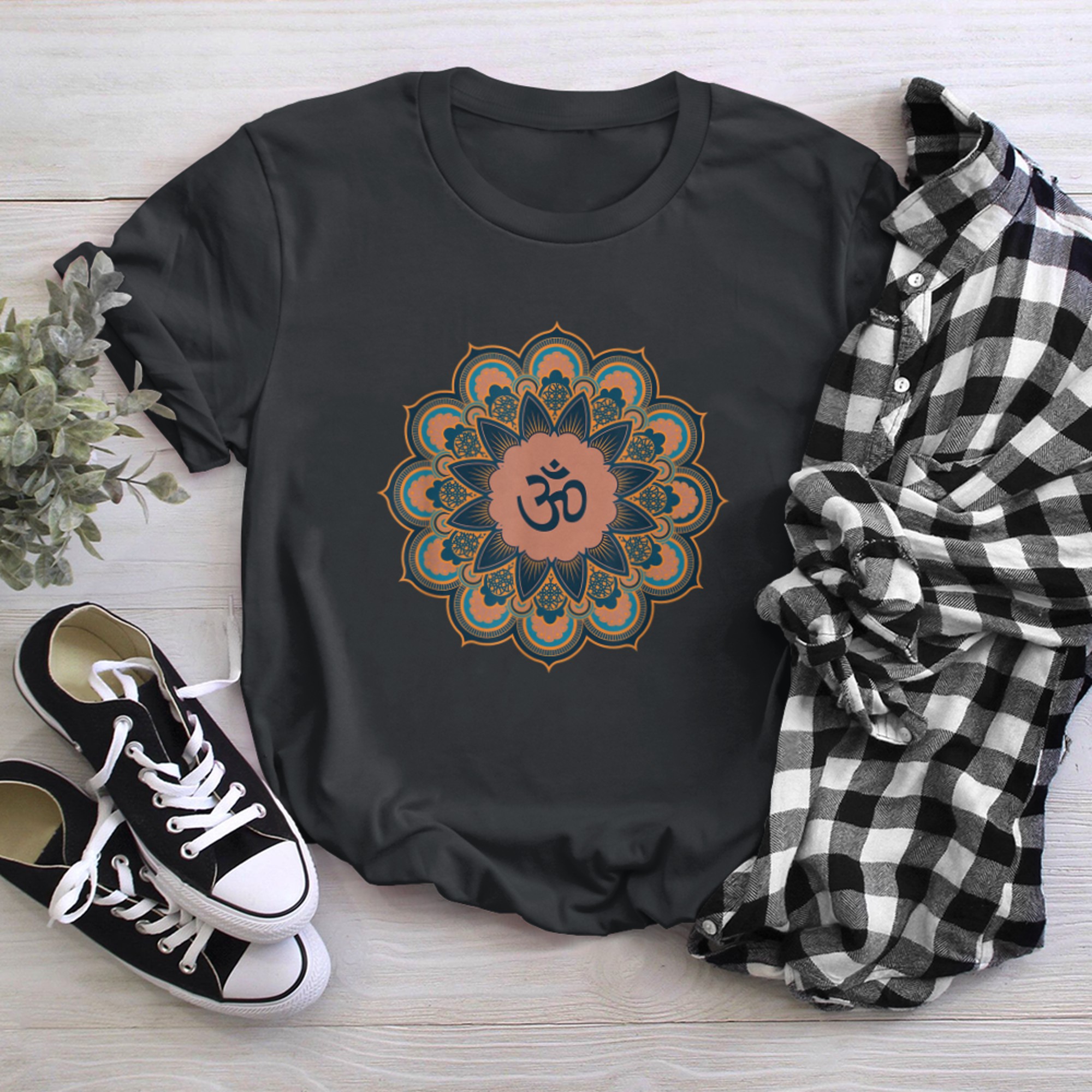 Om Ohm Aum Symbol Spiritual Yoga Yoga (2) t-shirt black