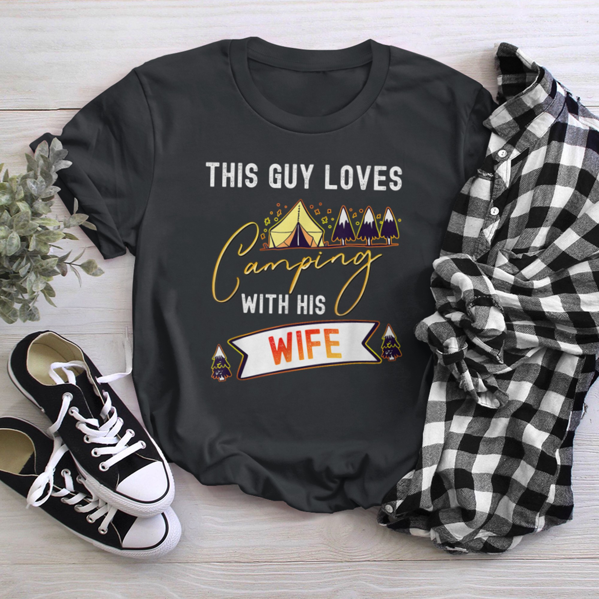 This Guy Loves Camping With his Wife Couple Matching t-shirt black