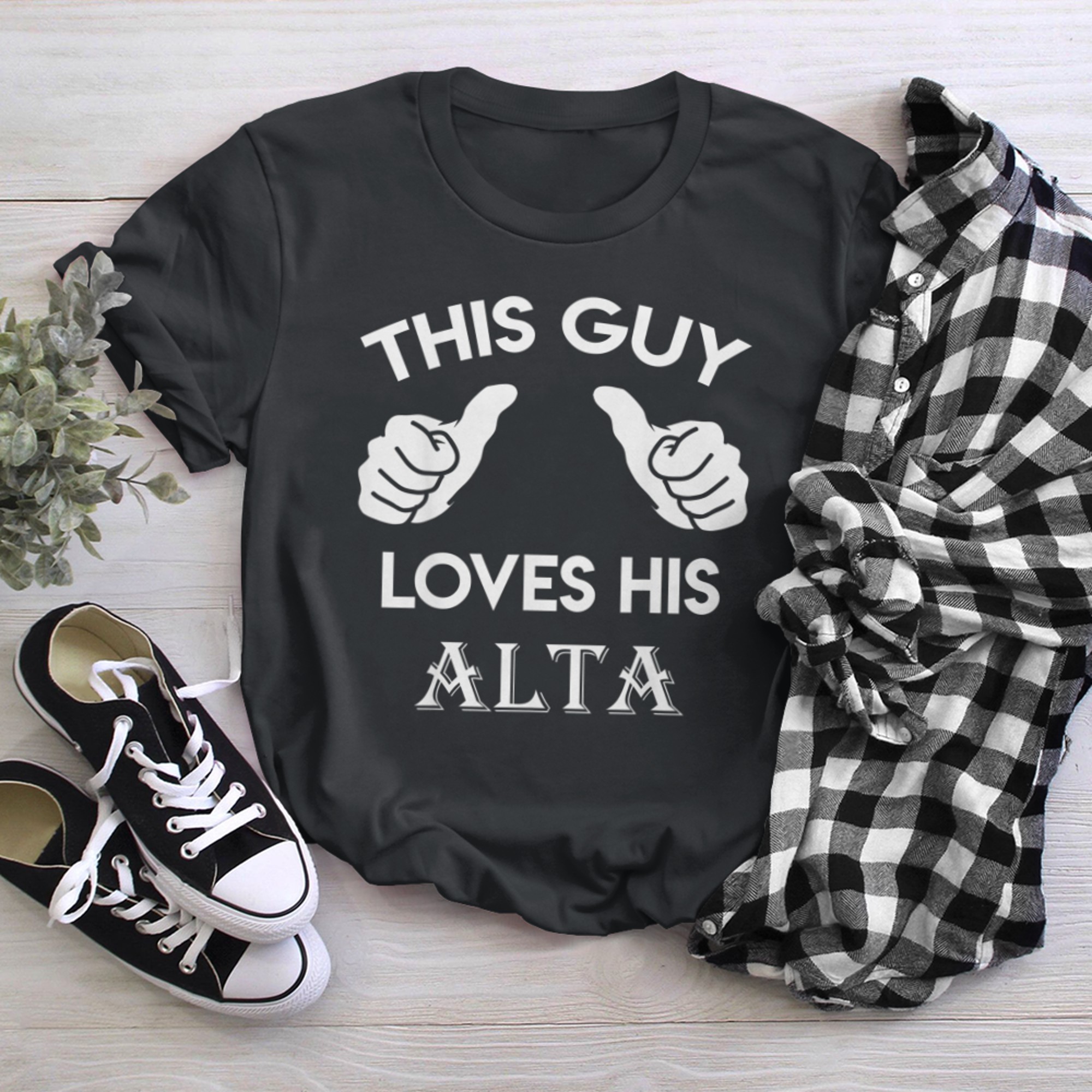 This guy loves his ALTA valentine heart belongs 3 t-shirt black