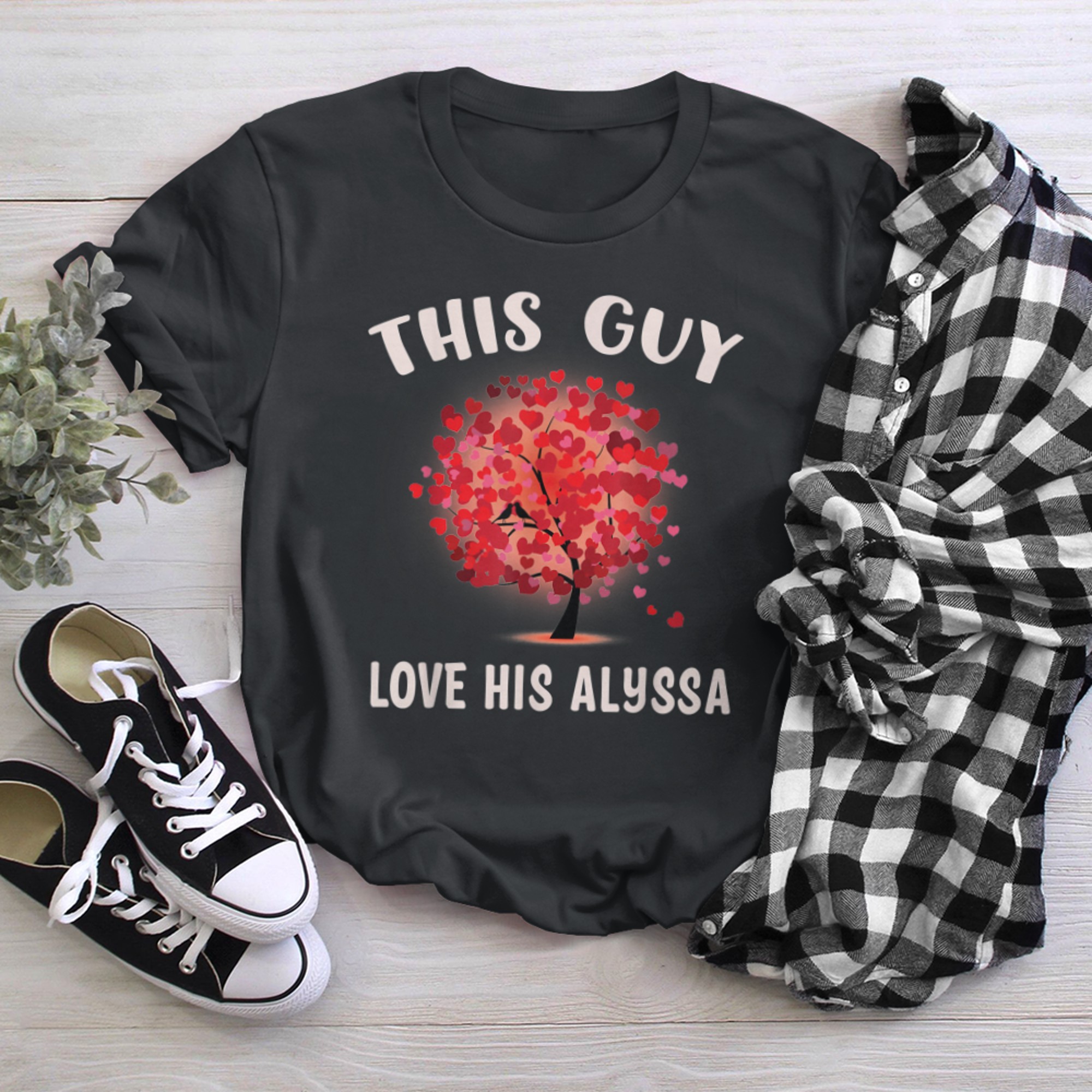 This Guy Loves His AlYSSA Valentine Tree Cupid Heart t-shirt black