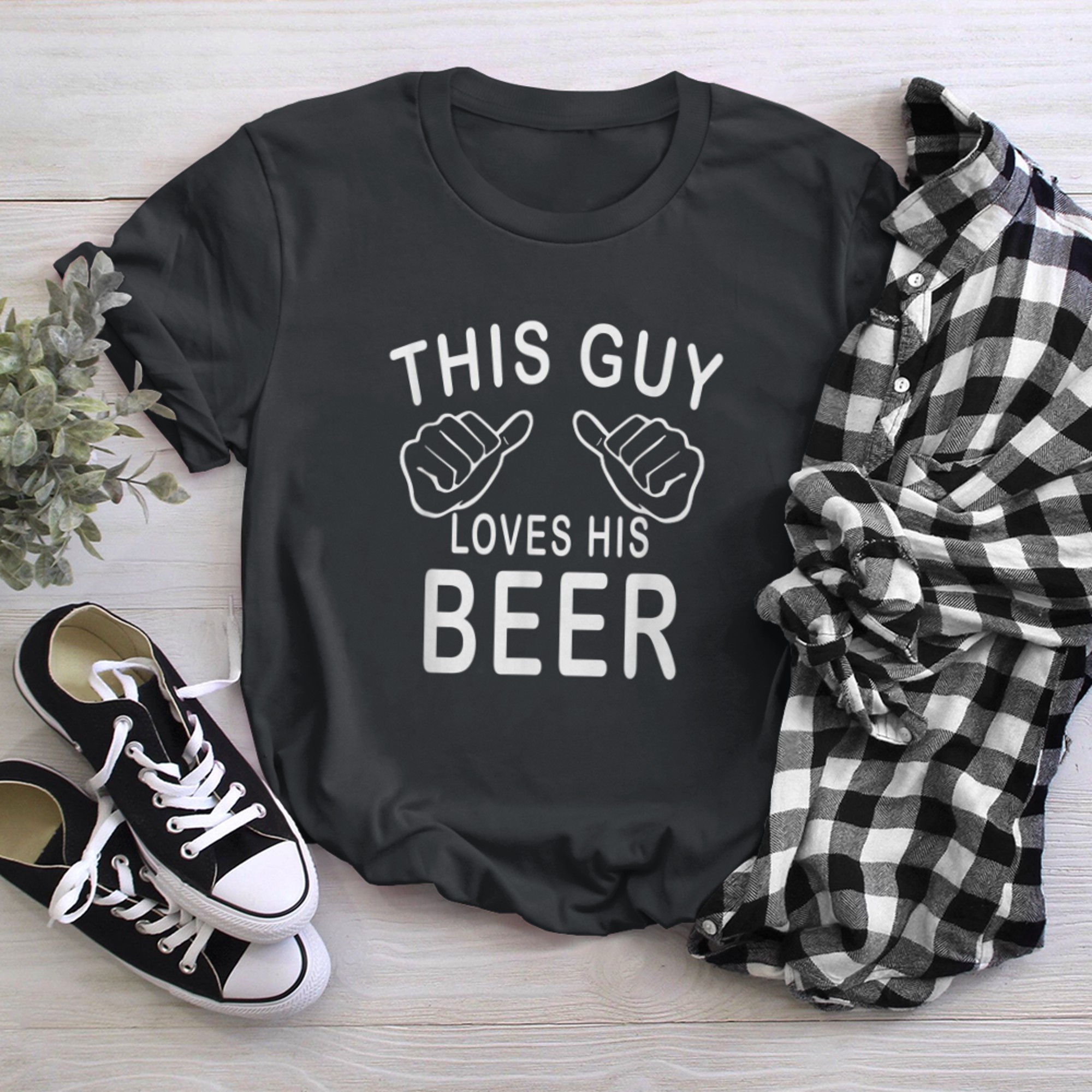 This Guy Loves His Beer - Men Women T Shirt t-shirt black