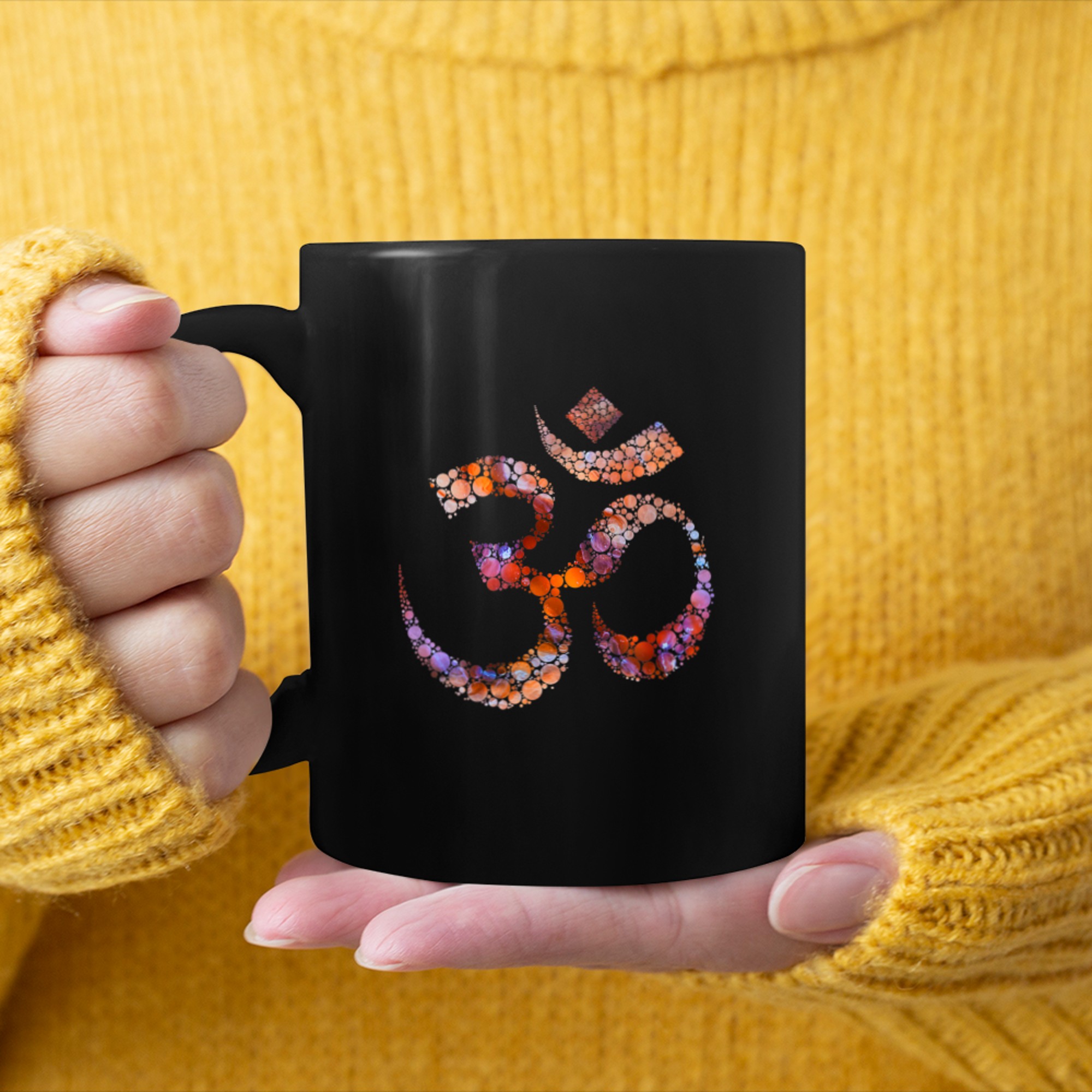 Buddhist Symbol OM Buddhism Yoga Zen Tao mug black