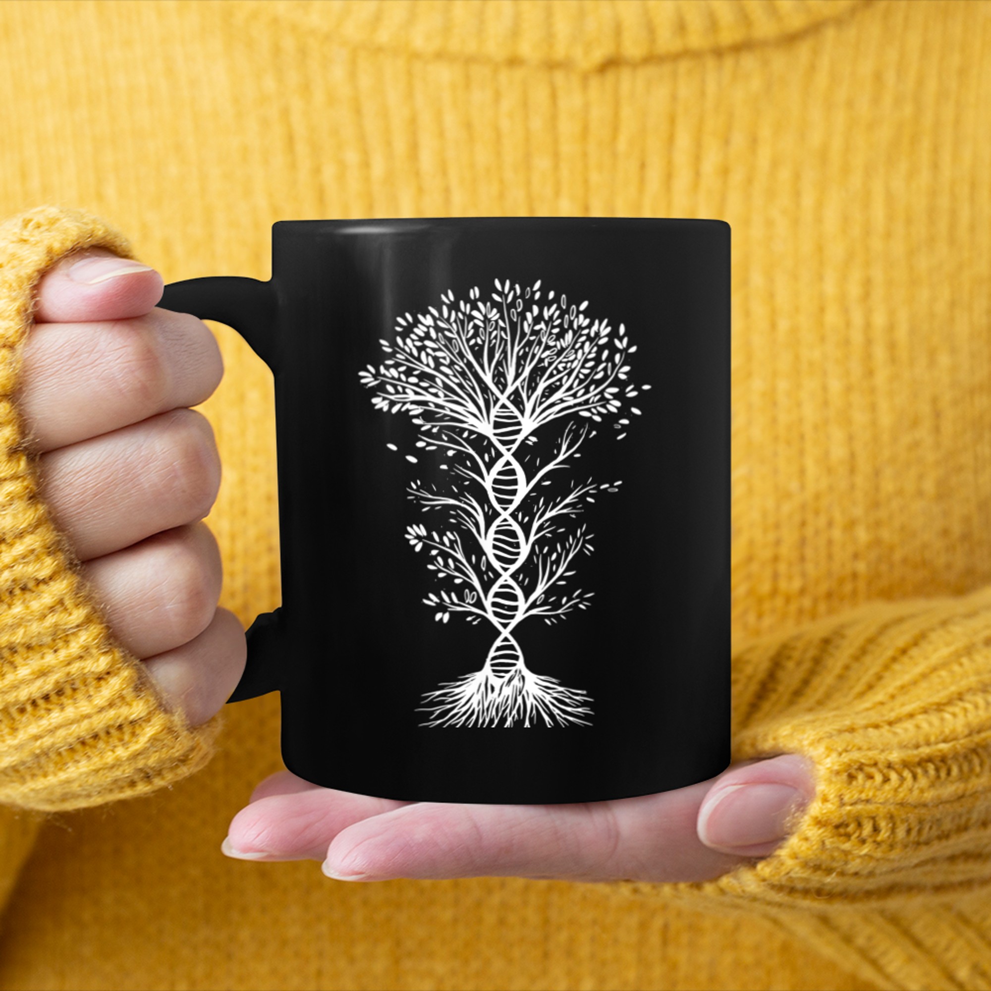 Chakra Tree Of Life DNA Mandala Zen Yoga Om Symbol Buddhism (1) mug black