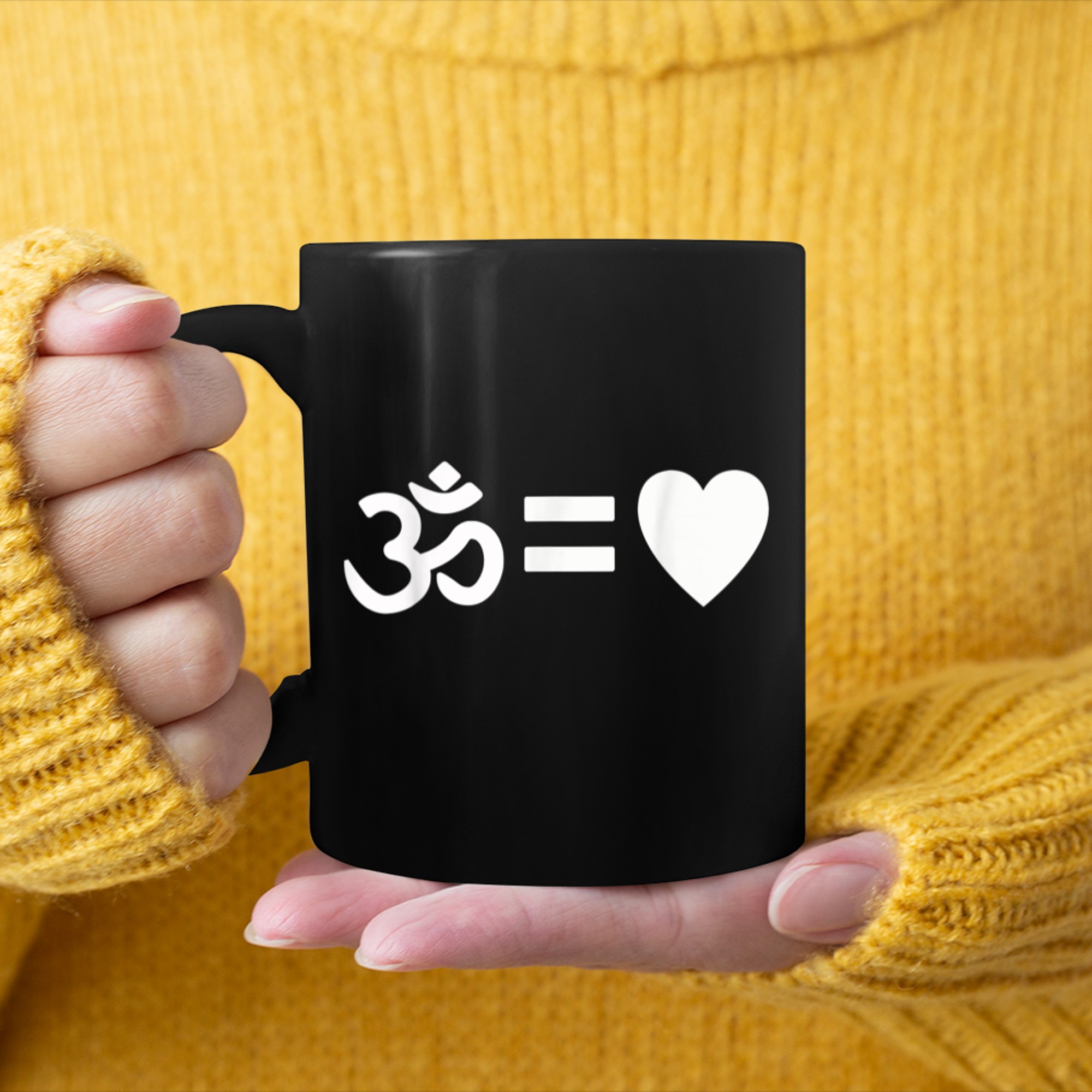 Hinduism Equals Love Hindu Meditation Yoga Om Ohm Aum Symbol mug black