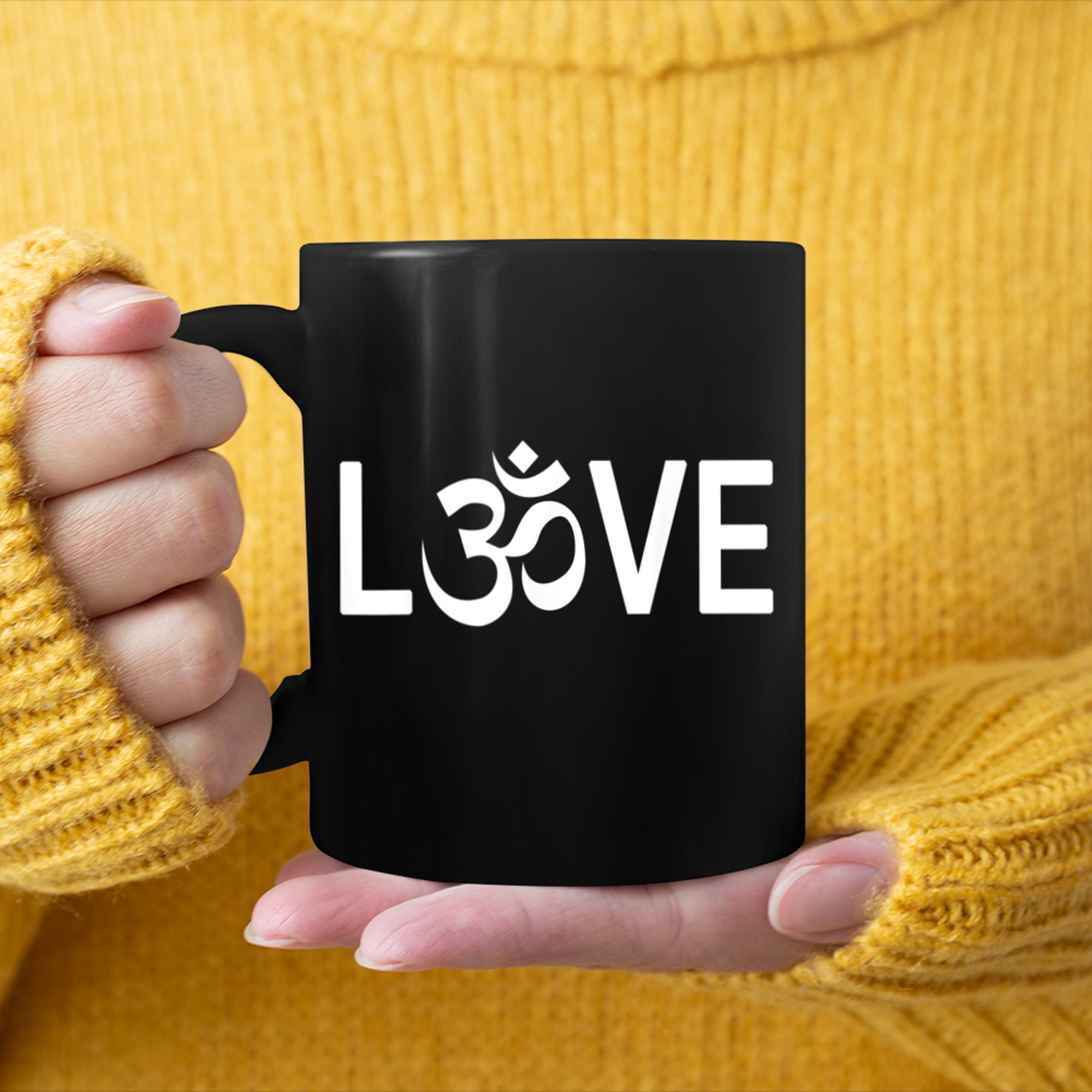 Love OM Symbol Yoga mug black