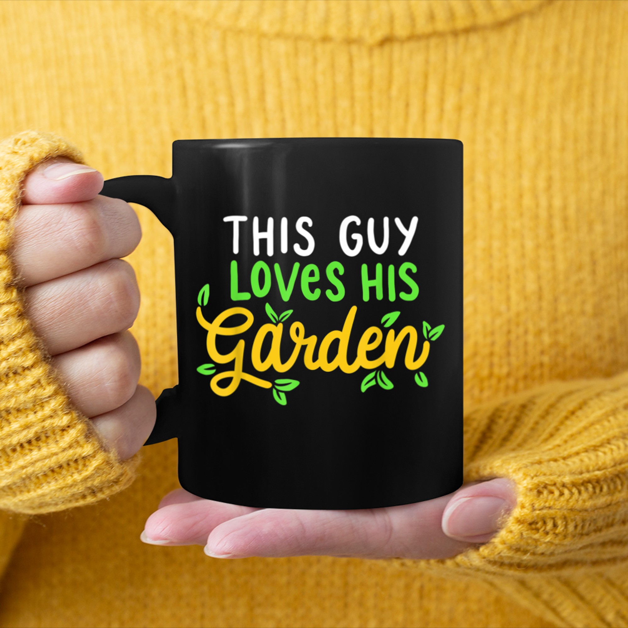 Mens This Guy Loves His Garden Men Funny Gardener Gardening mug black