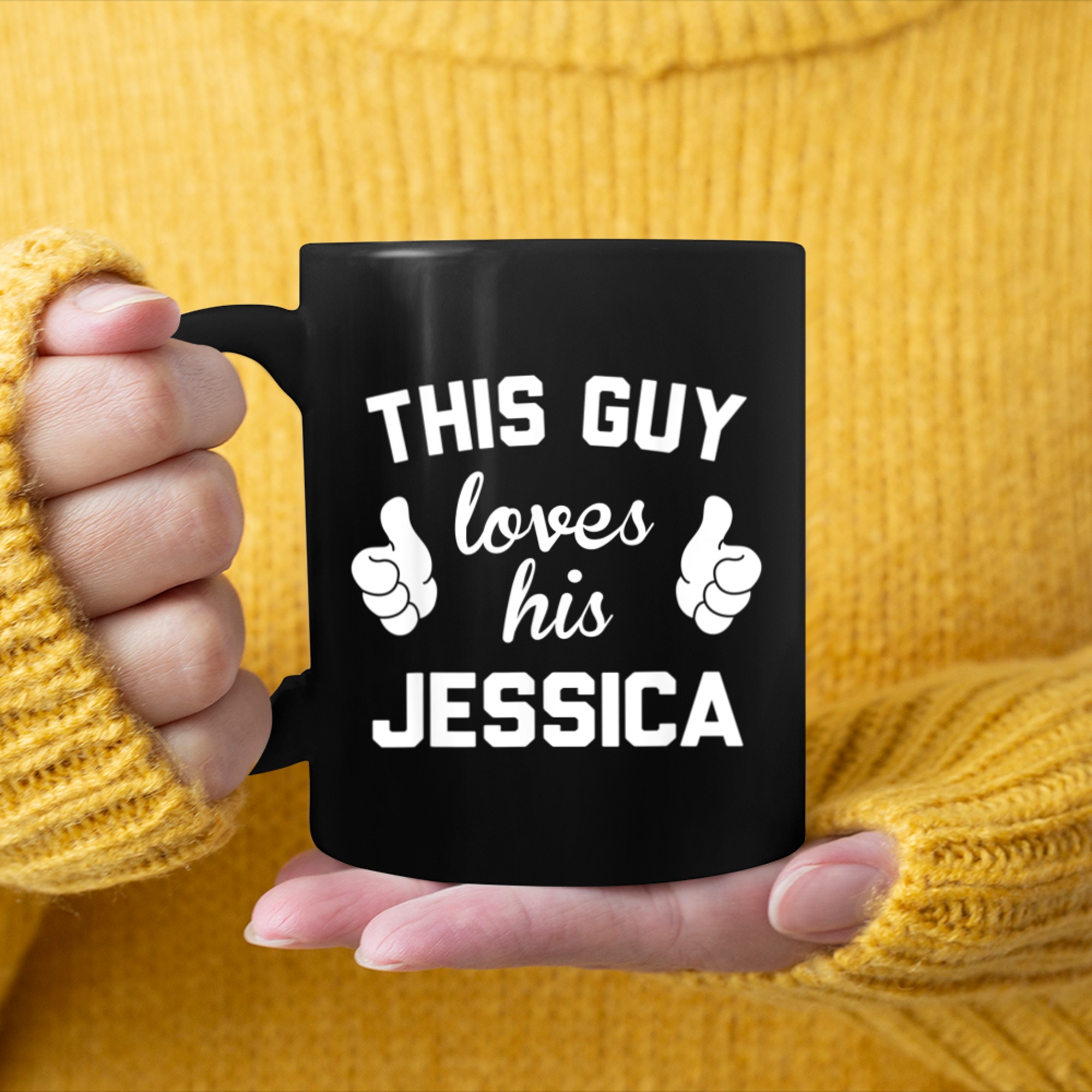 Mens this guy loves his jessica mug black