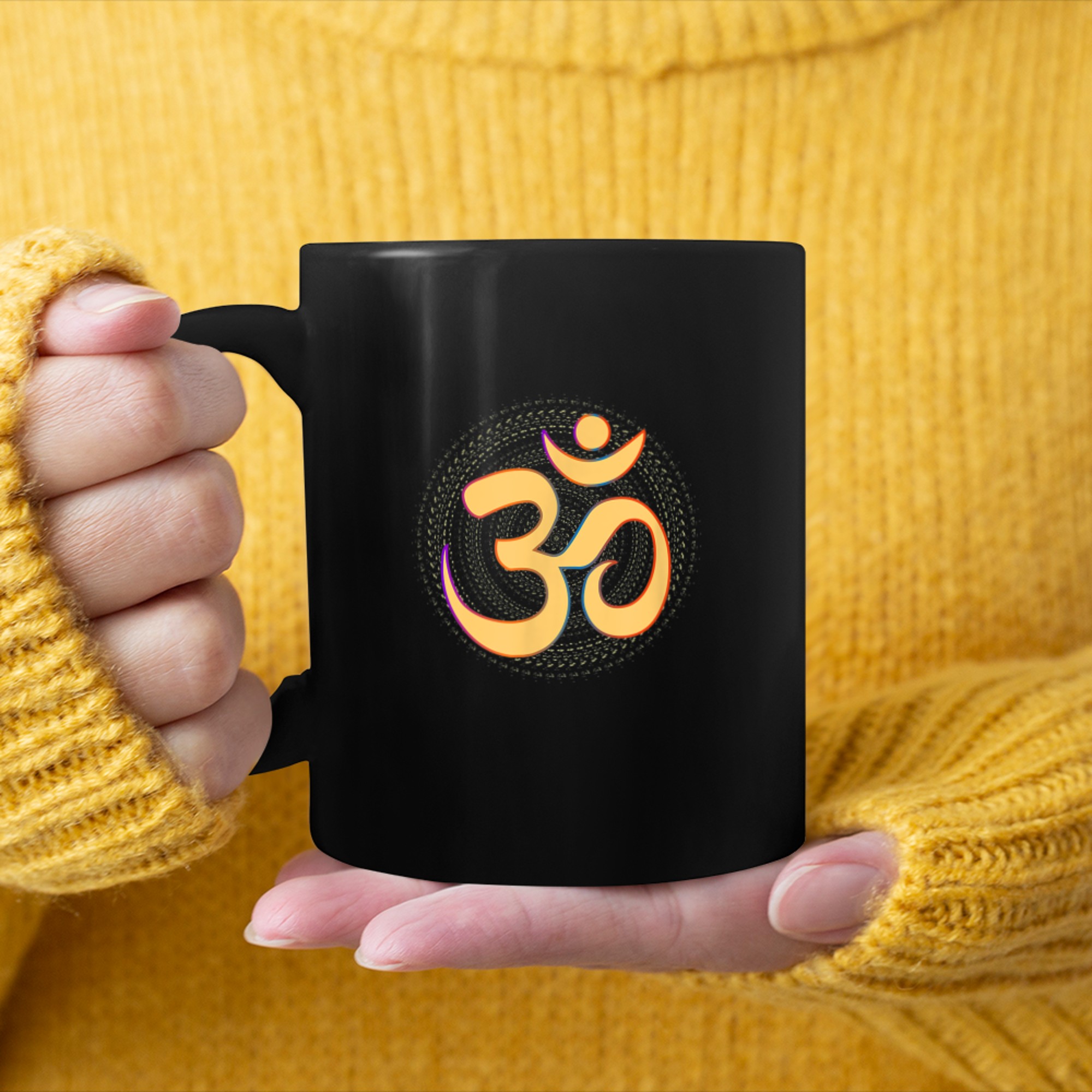 Om Aum Omkara Ancient Symbol Spiritual Peace Yoga Meditation mug black