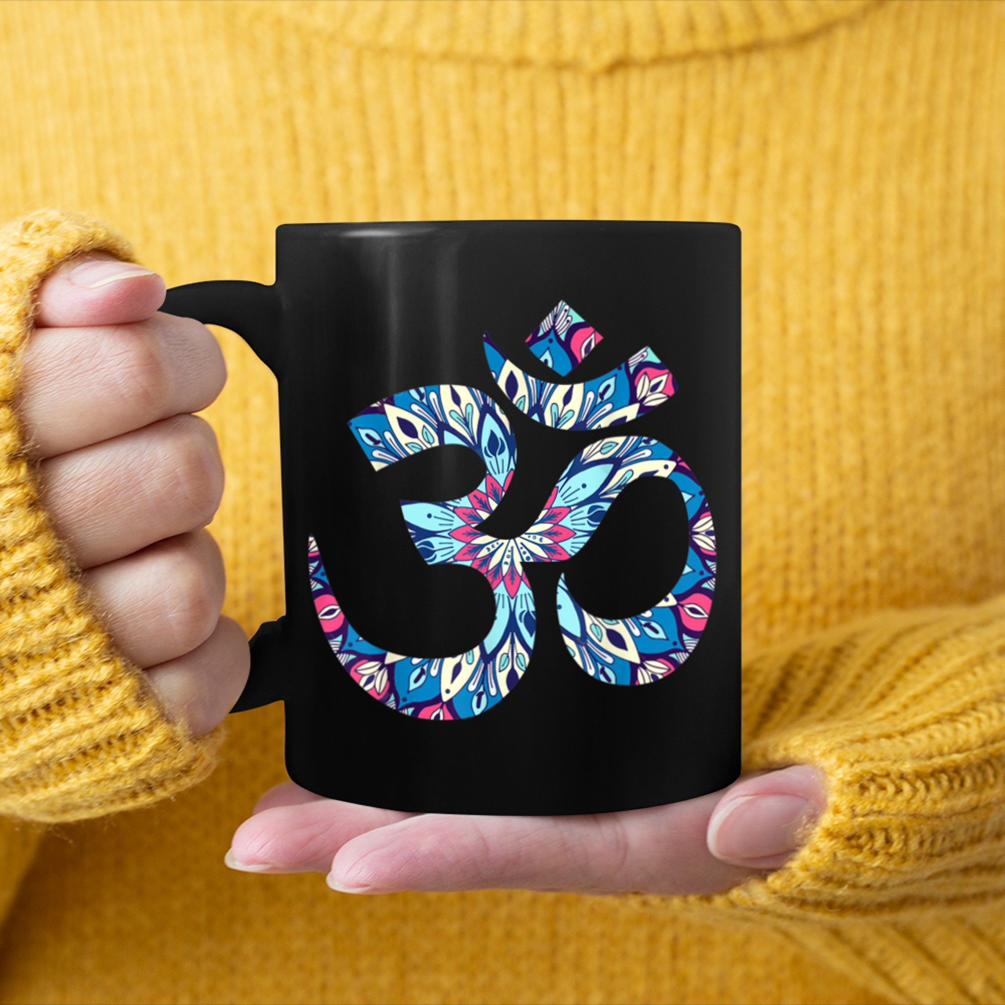 Om Mantra Symbol Namaste Yoga Zen Buddhism Buddha Buddhist (3) mug black