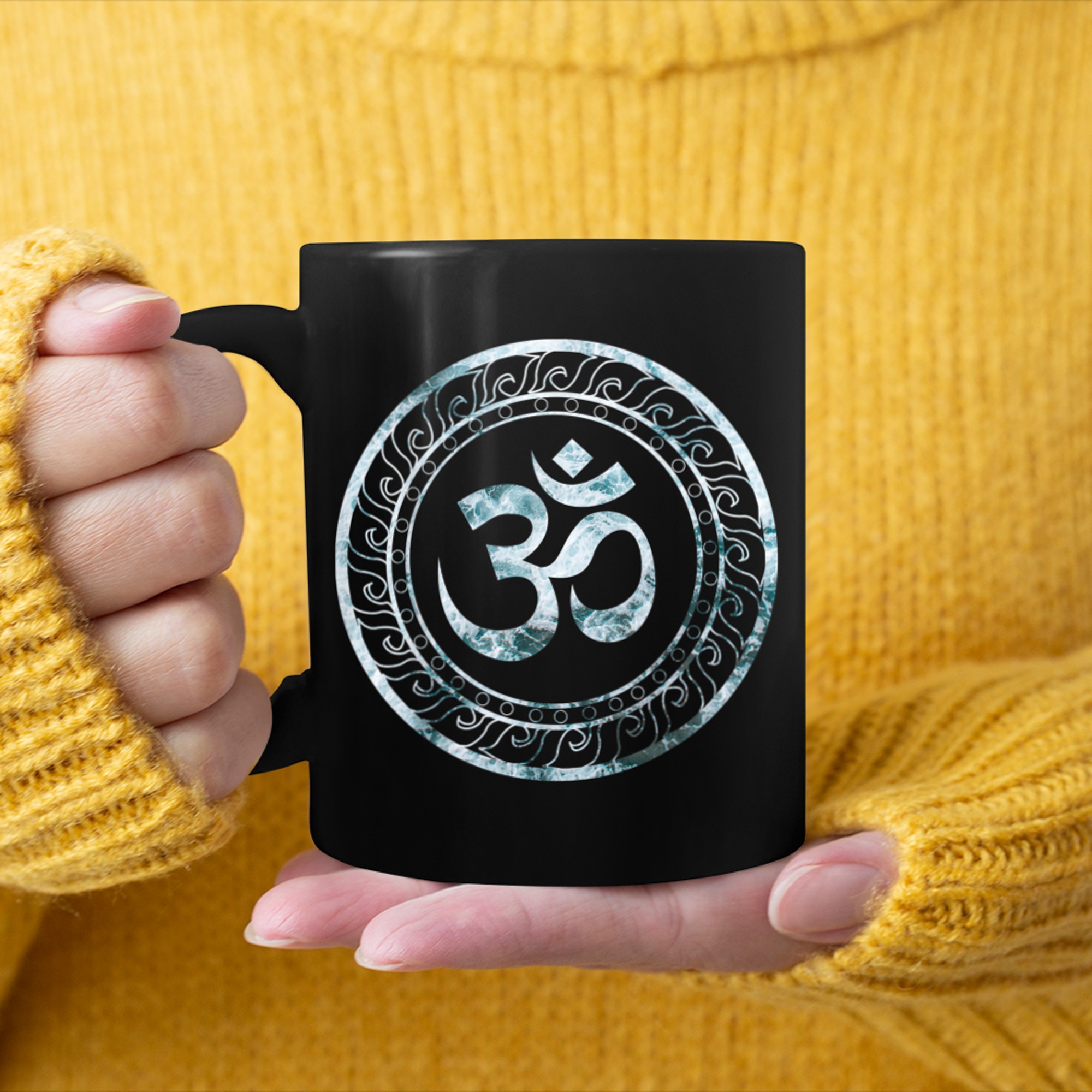 Om Ohm Aum Symbol Spiritual Yoga (1) mug black