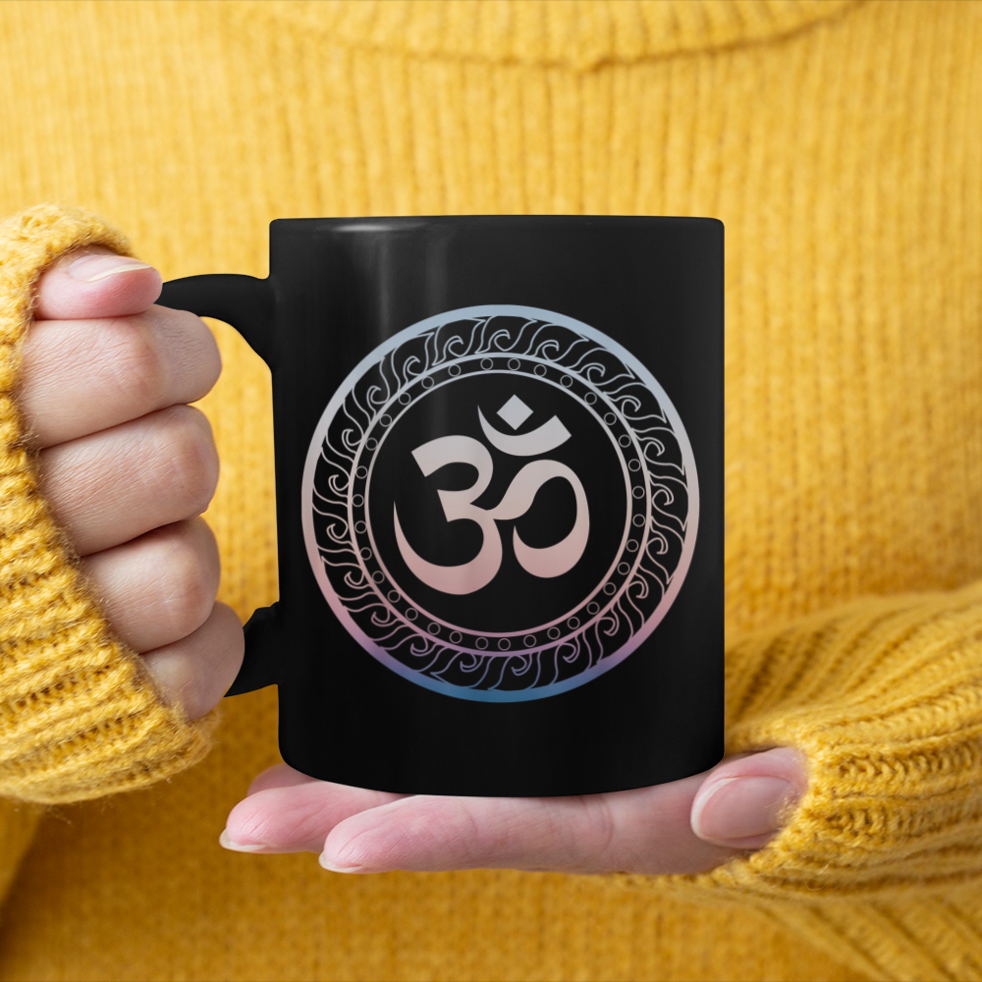 Om Ohm Aum Symbol Spiritual Yoga (15) mug black