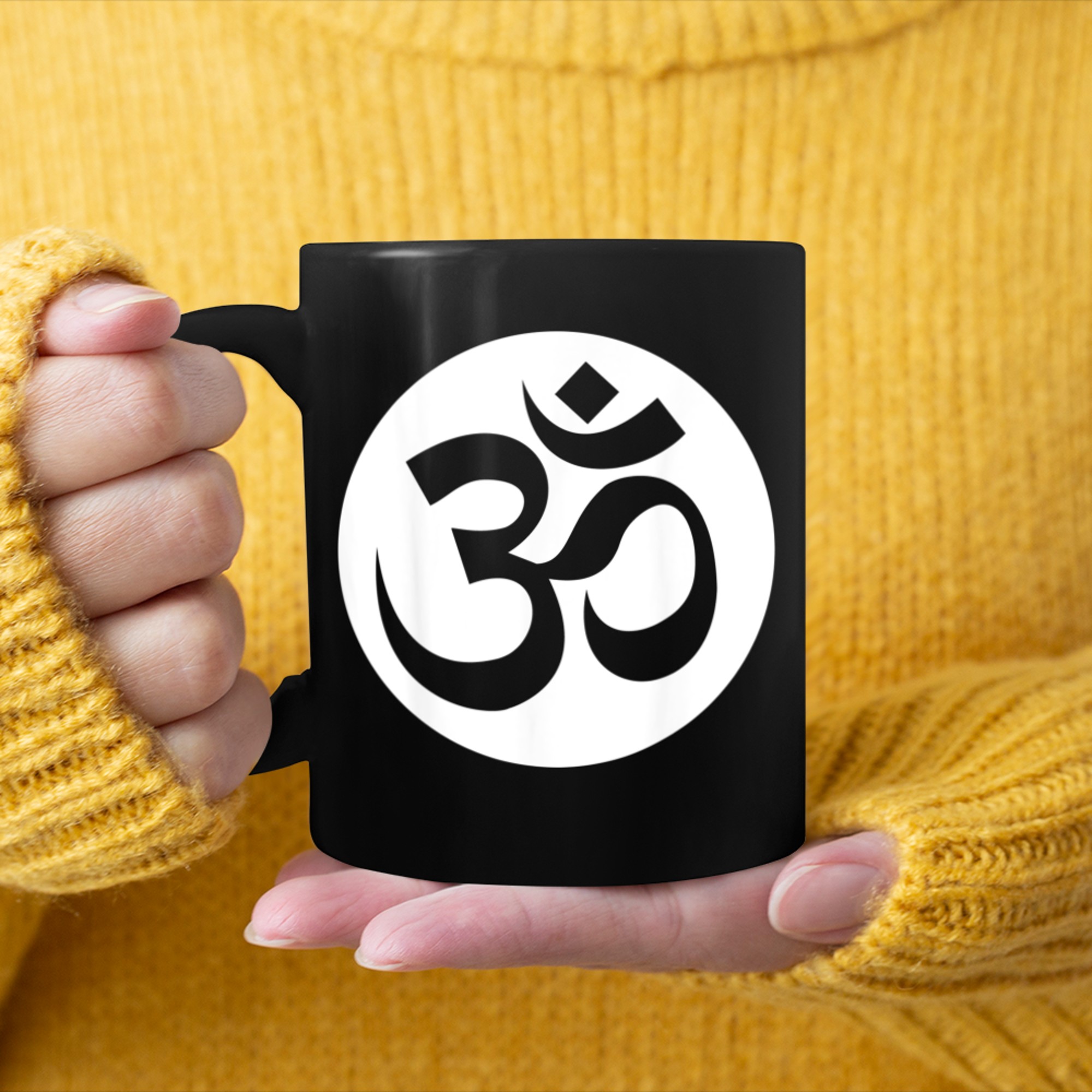 Om Ohm Aum Symbol Spiritual Yoga (19) mug black