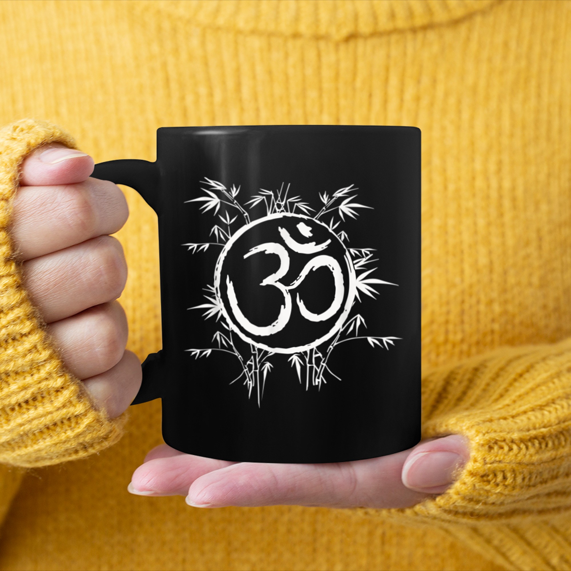 Om Ohm Aum Symbol Spiritual Yoga (27) mug black