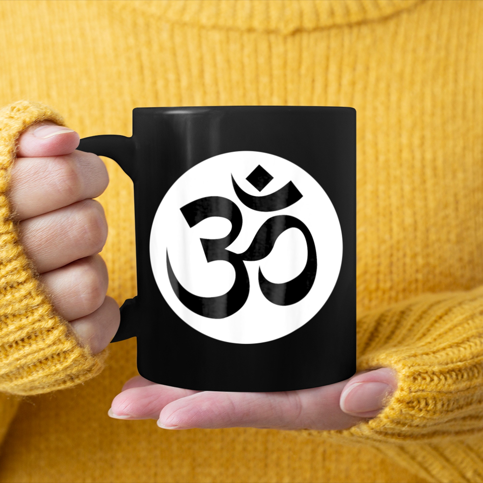 Om Ohm Aum Symbol Spiritual Yoga (31) mug black