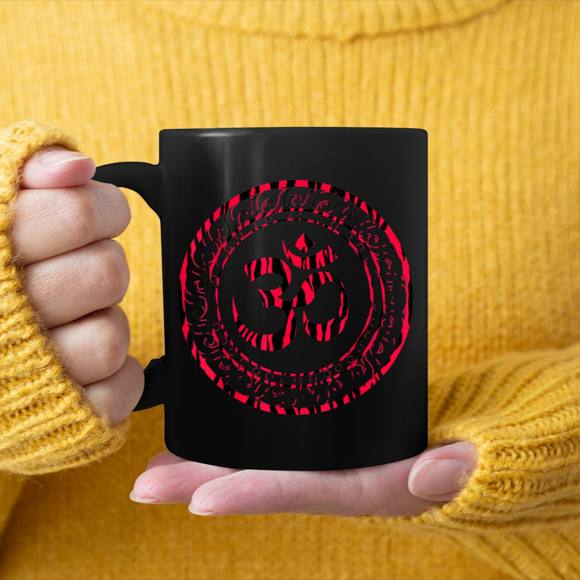 Om Ohm Aum Symbol Spiritual Yoga (32) mug black