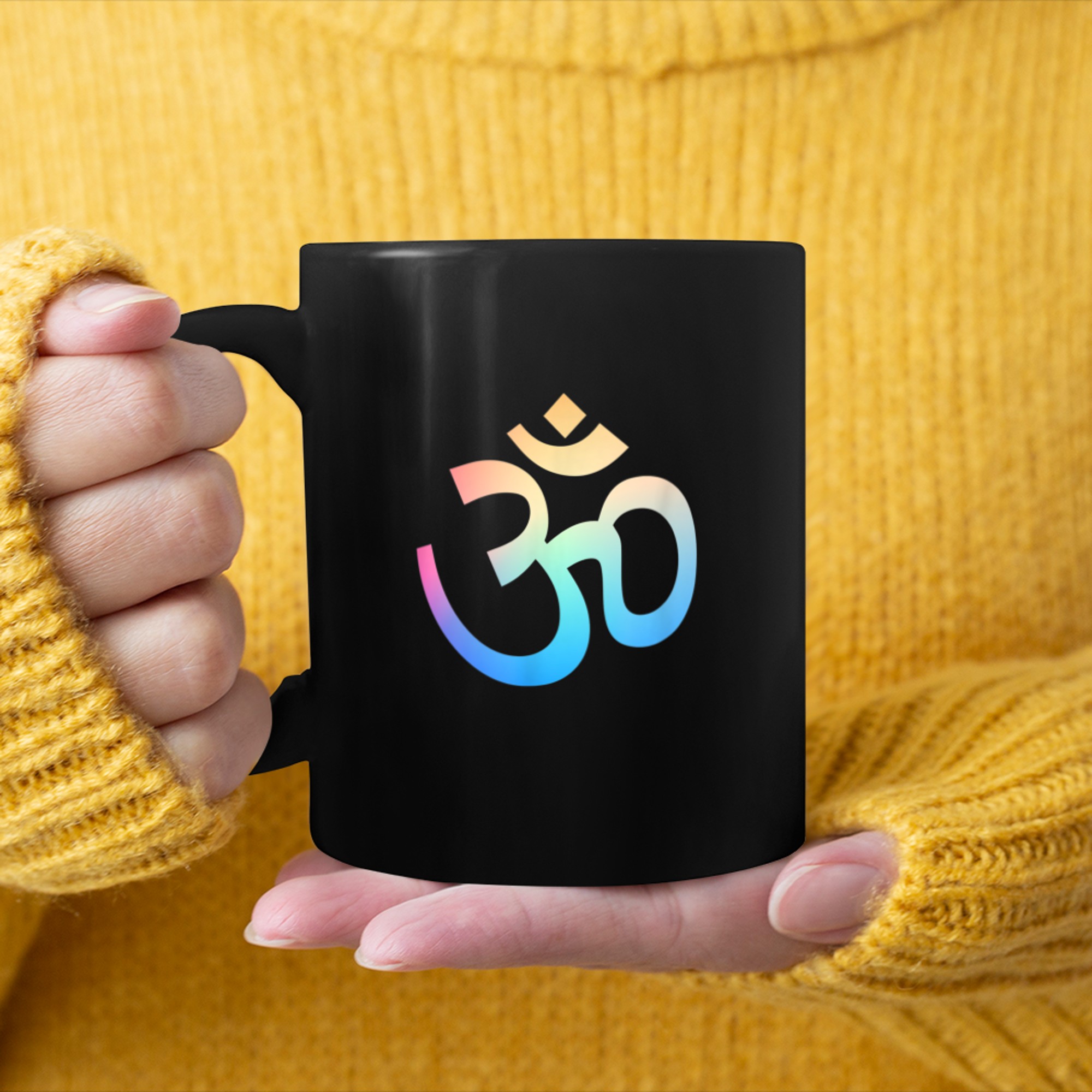 Om Ohm Aum Symbol Spiritual Yoga Chakra (3) mug black