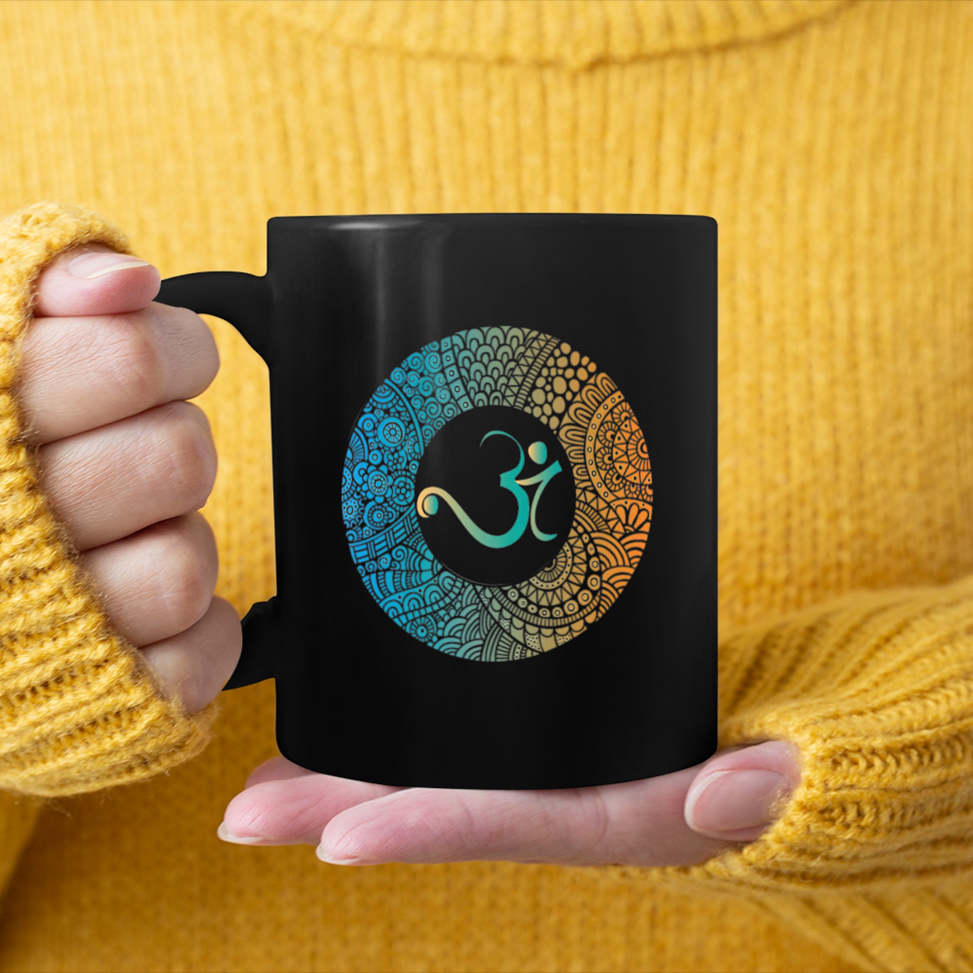 Om Ohm Aum Symbol Yoga Hindu Meditation mug black