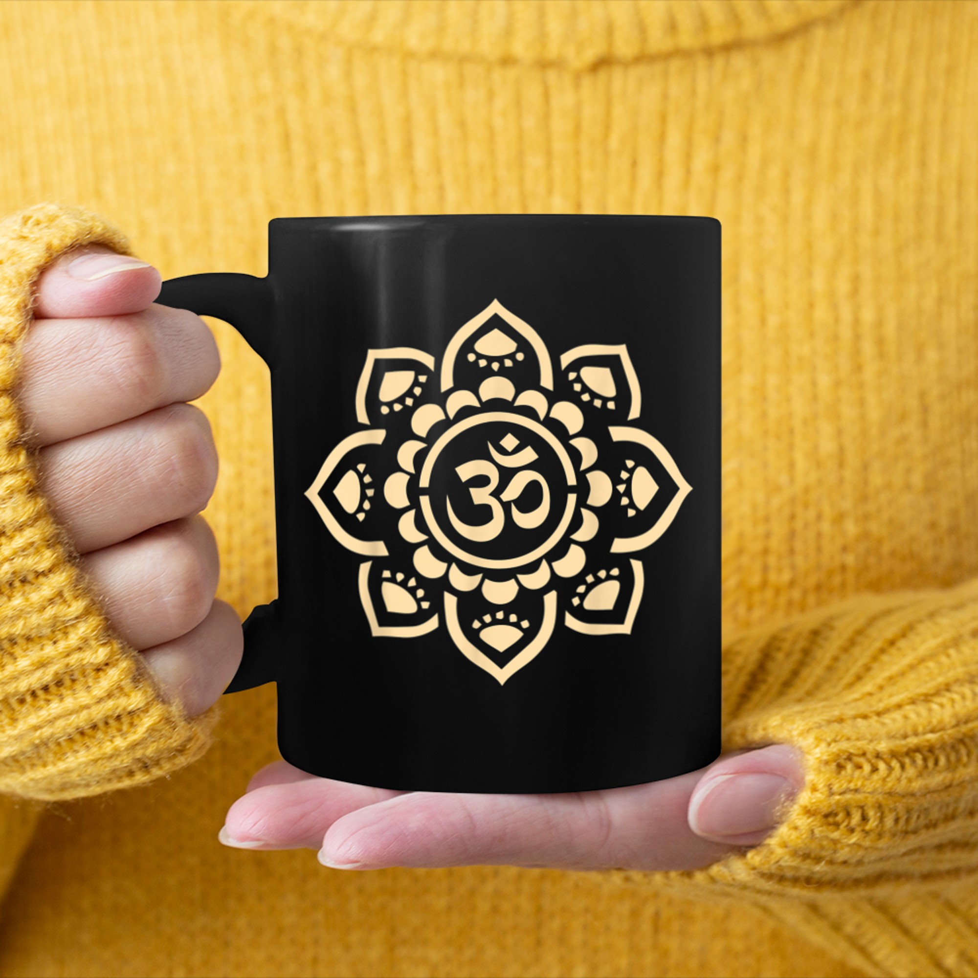 Om Symbol Aum Ohm Hindu Mandala Yoga Meditation Namaste mug black