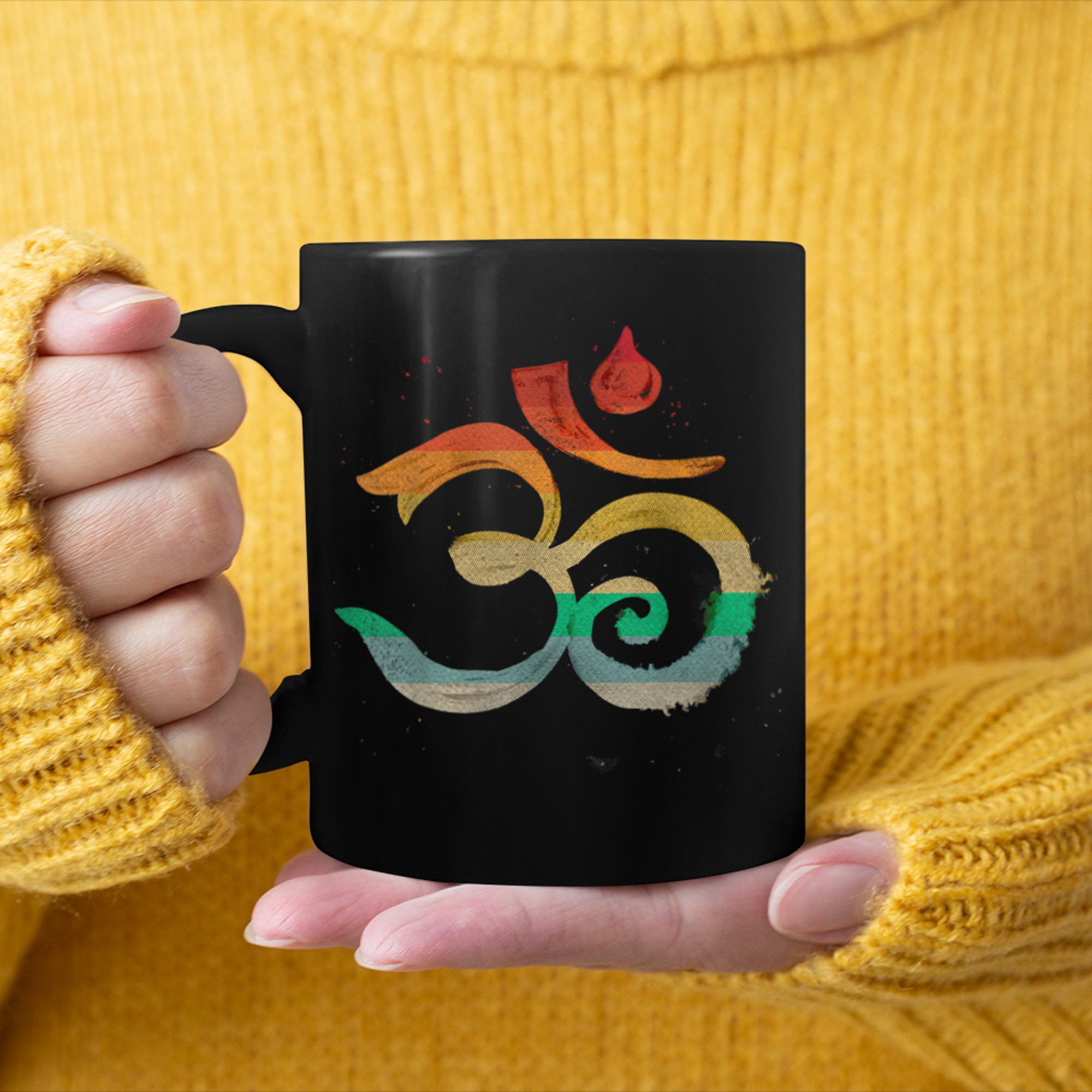 Om Symbol Meditation Vintage Tee Pilates Yoga Lover mug black