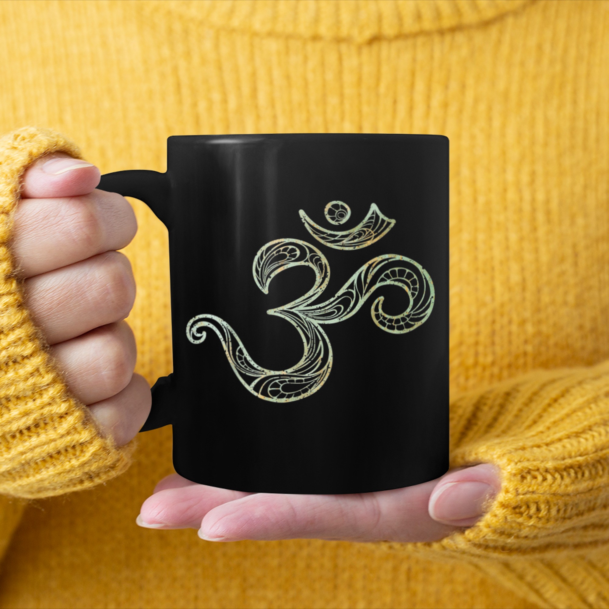 Om Symbol Yoga Meditation Namaste Spiritual Mandala Vintage mug black