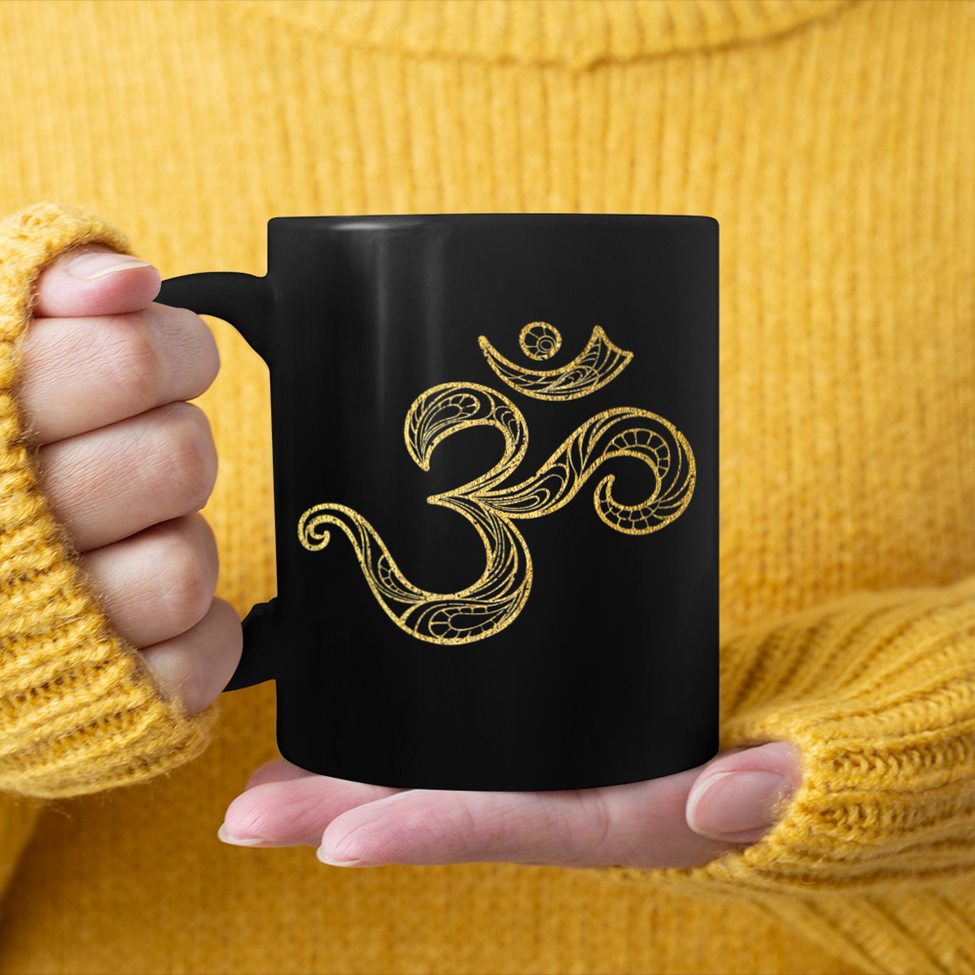 Om Symbol Yoga Meditation Namaste Spiritual Mantra Mandala mug black