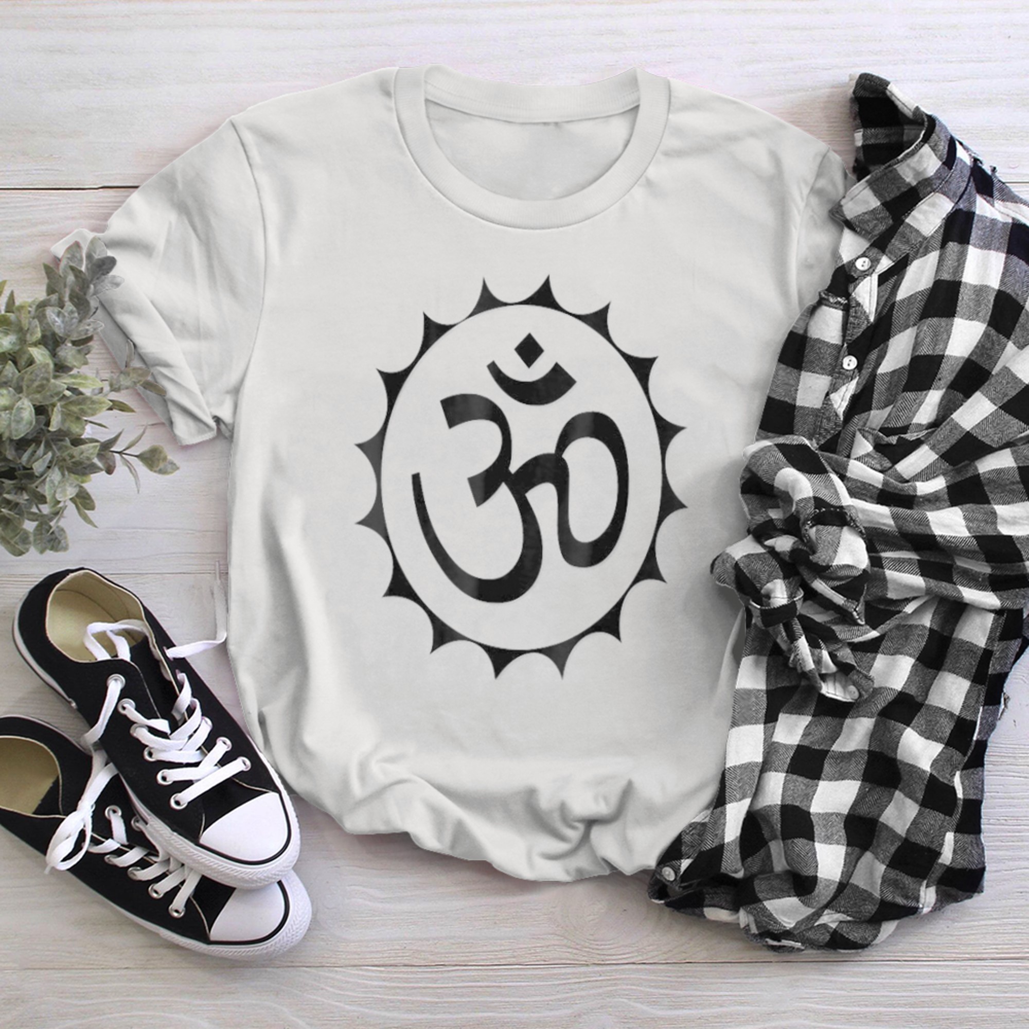 OM Tee Yoga Spiritual Mandala Meditation Boho t-shirt white