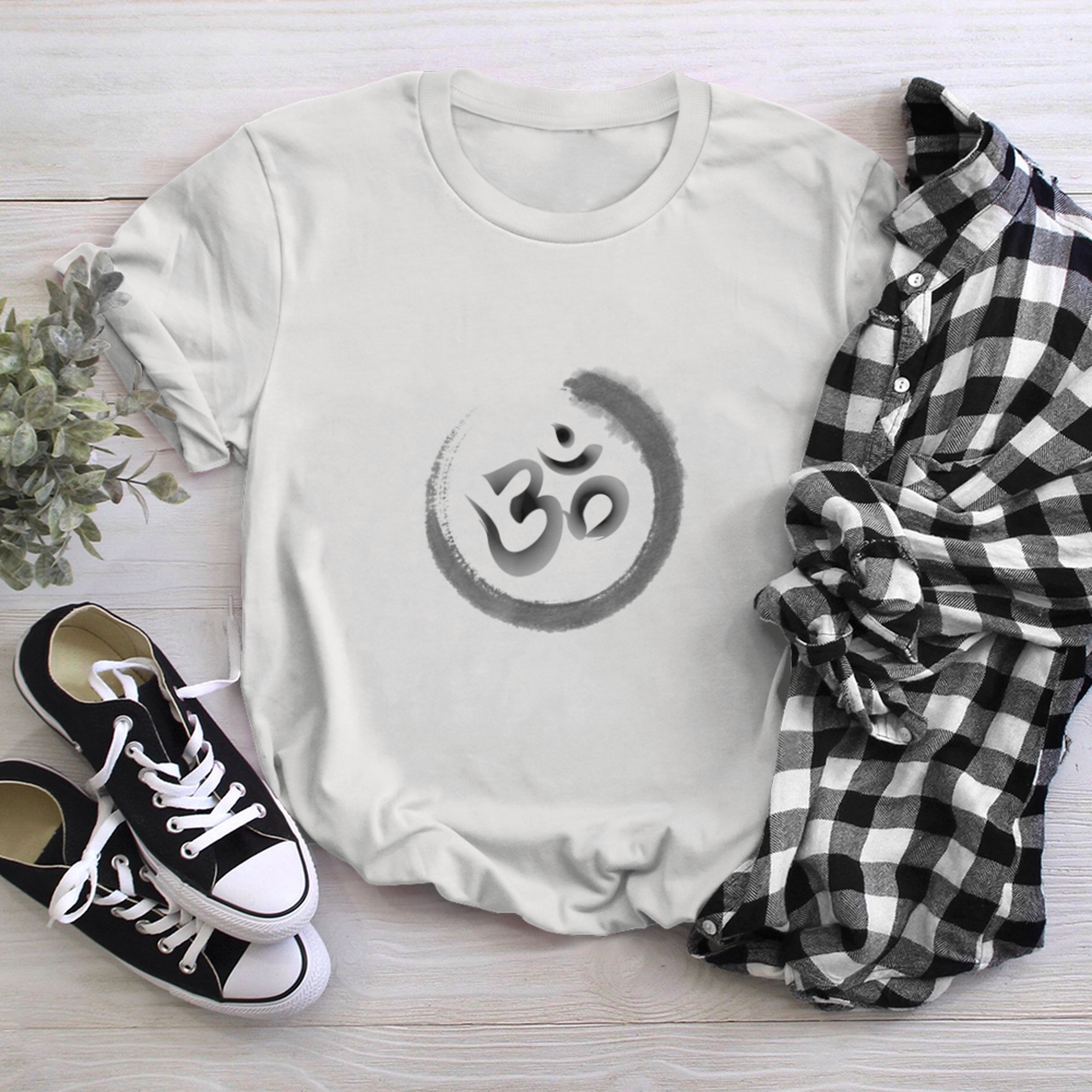 Om Yoga Symbol Buddhist and Meditation Calligraphy (1) t-shirt white