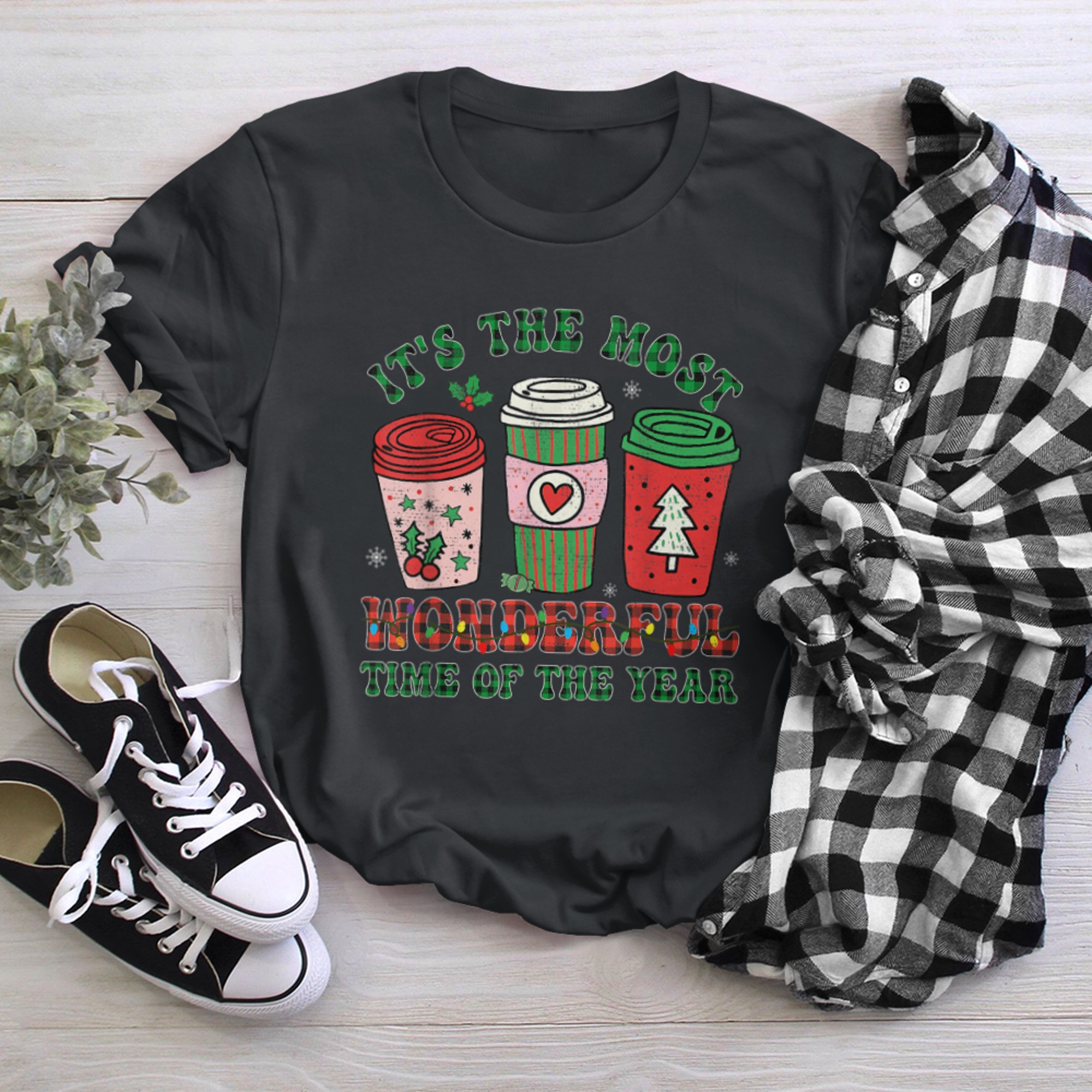 Christmas Coffee It's The Most Wonderful Time Of The Year (7) t-shirt black