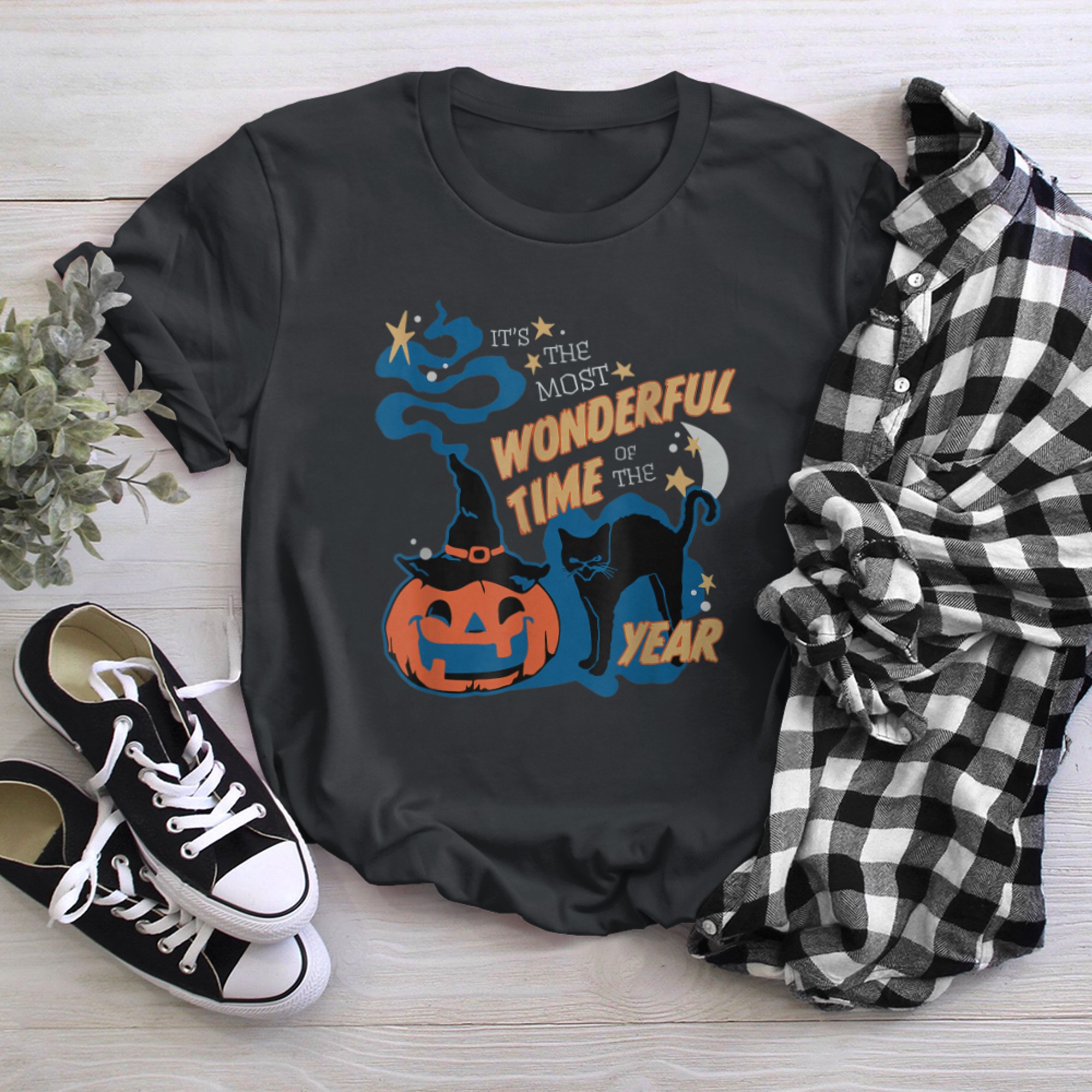 It's the Most Wonderful Time of the Year black cat Halloween (18) t-shirt black