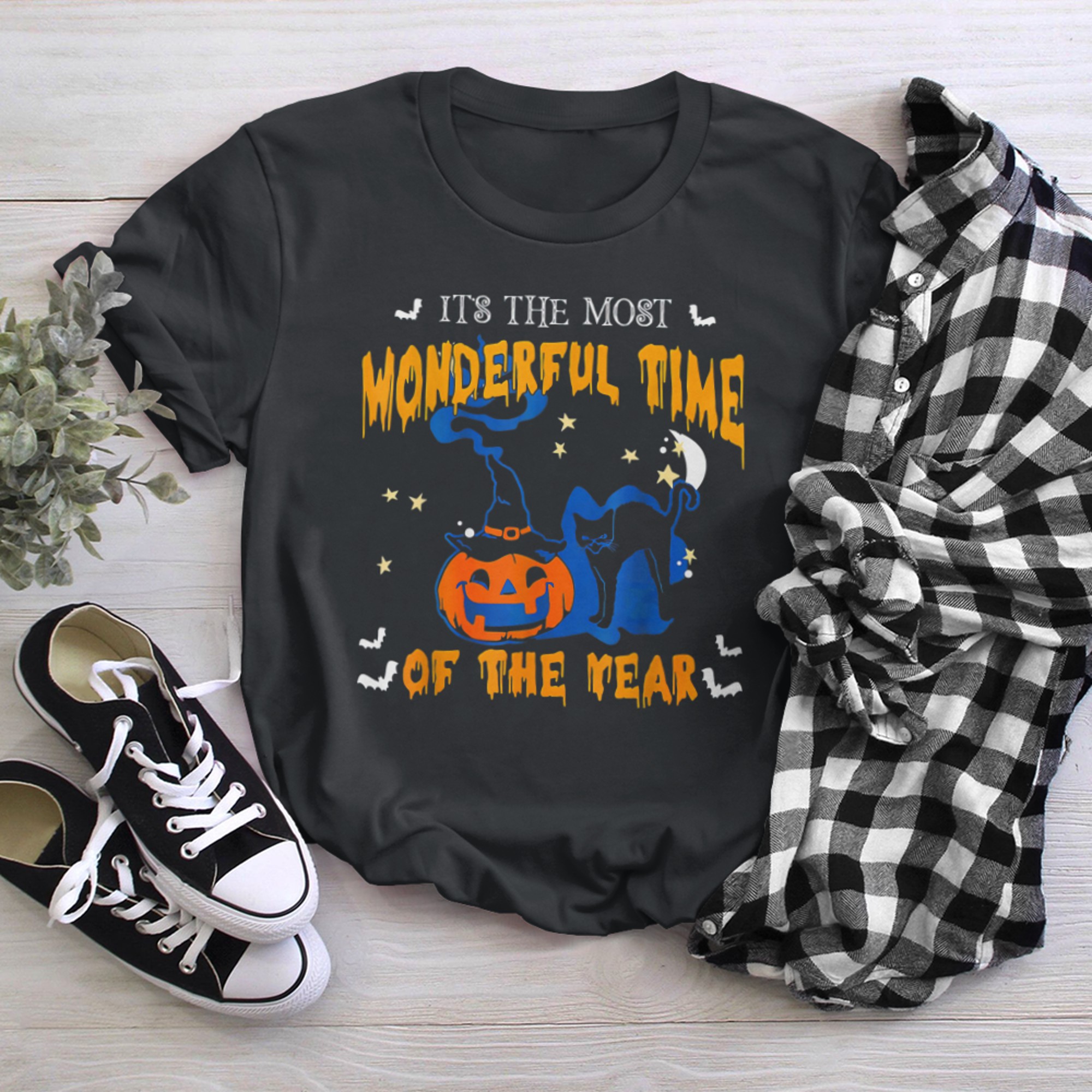 It's the Most Wonderful Time of the Year black cat Halloween (23) t-shirt black