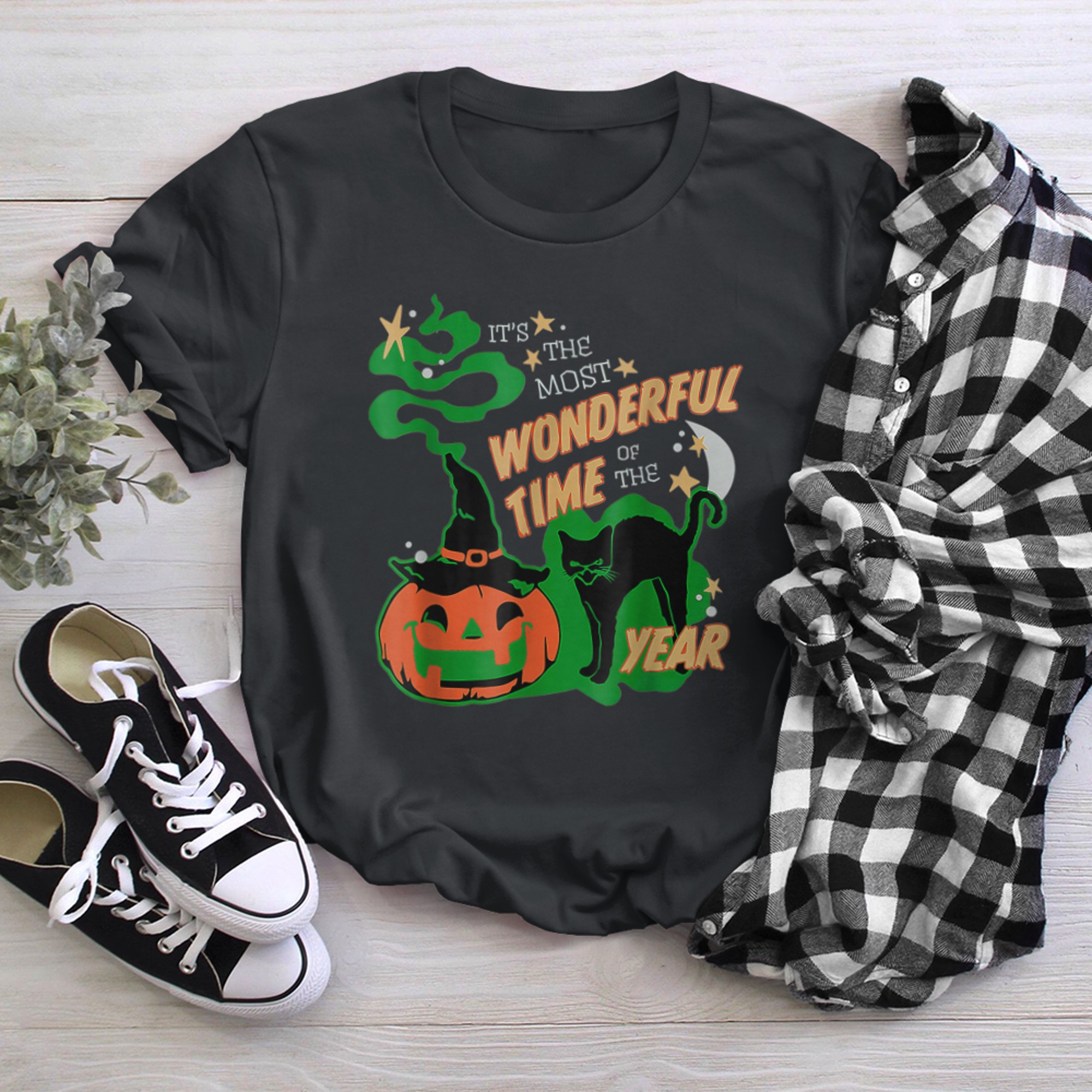 It's The Most Wonderful Time Of The Year Black Cat Halloween (27) t-shirt black