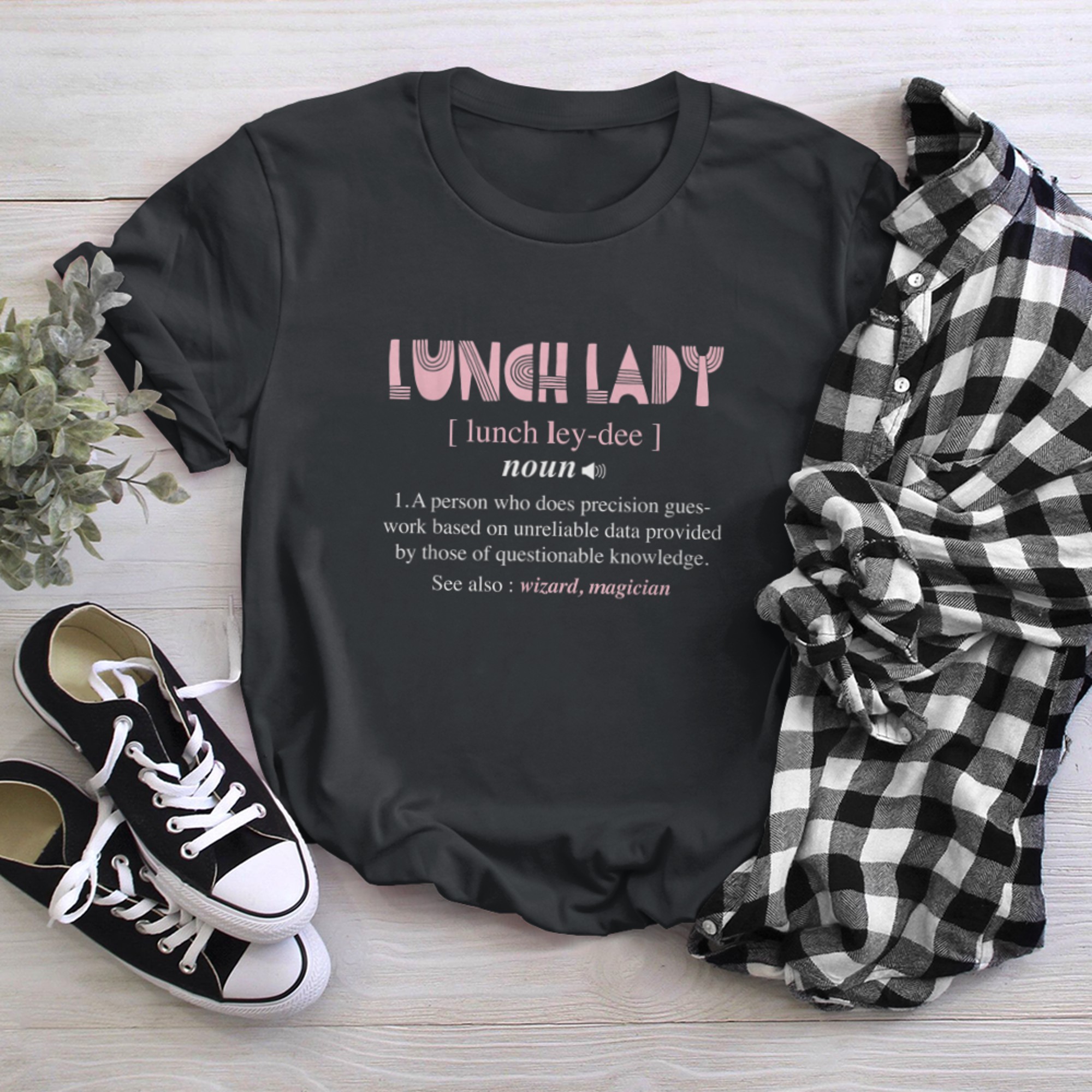 Lunch Lady Definition Saying With Graphic Cafeteria Squad t-shirt black