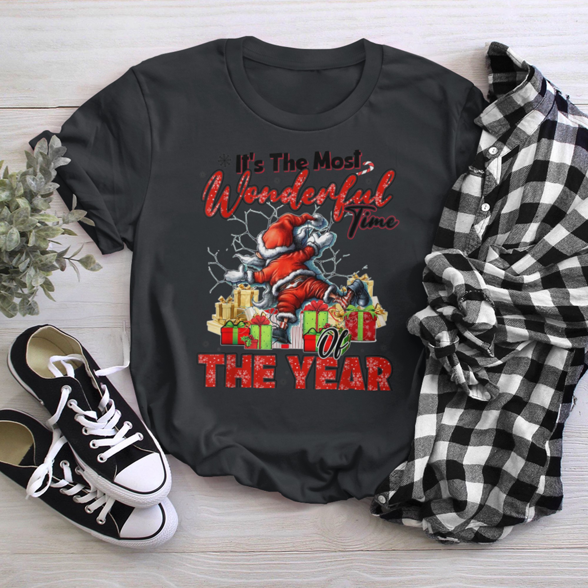 Merry Christmas Santa Wonderful Time of the Year Xmas t-shirt black