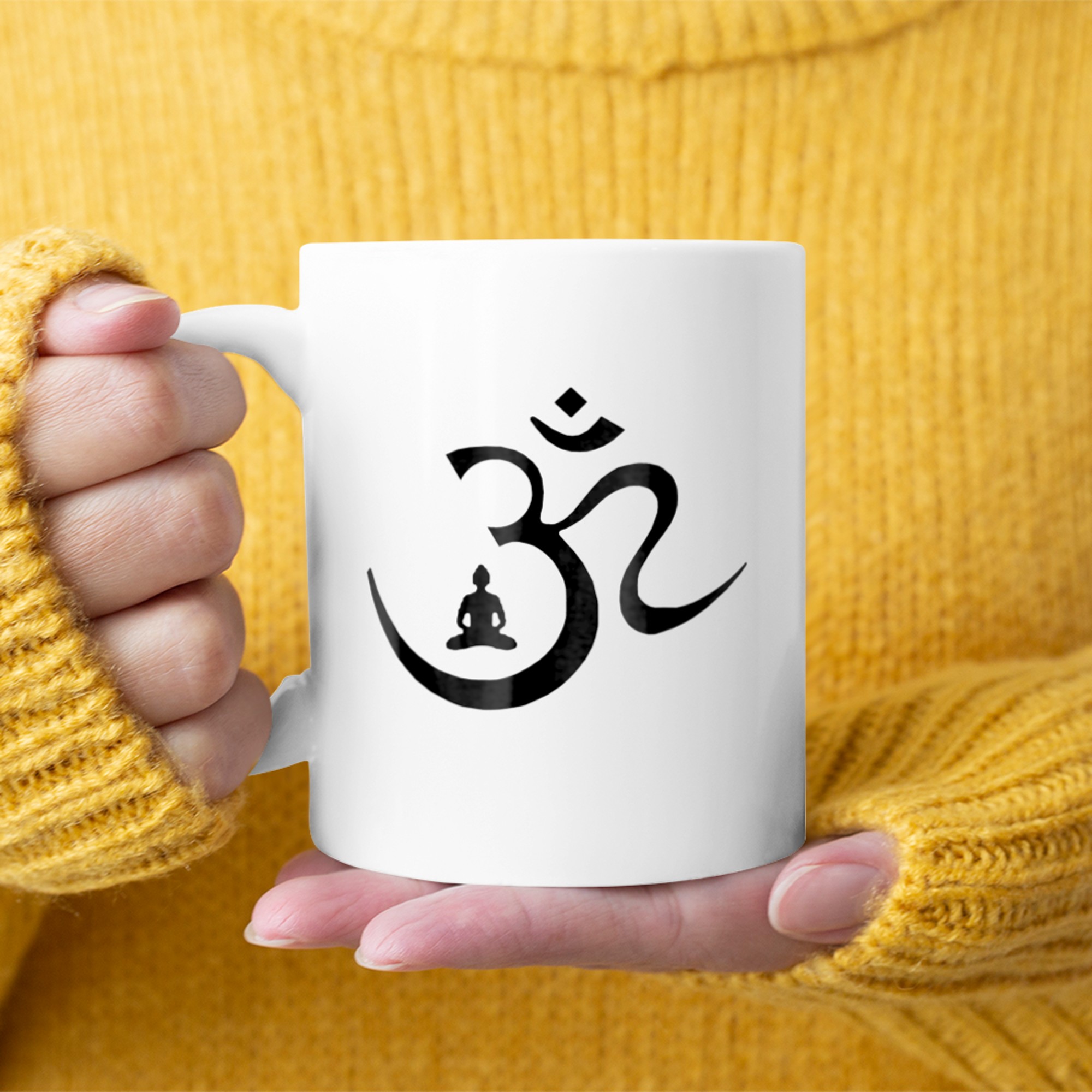 Om Energy Symbol chakra Mantra Meditation Yoga Mens & Women mug white