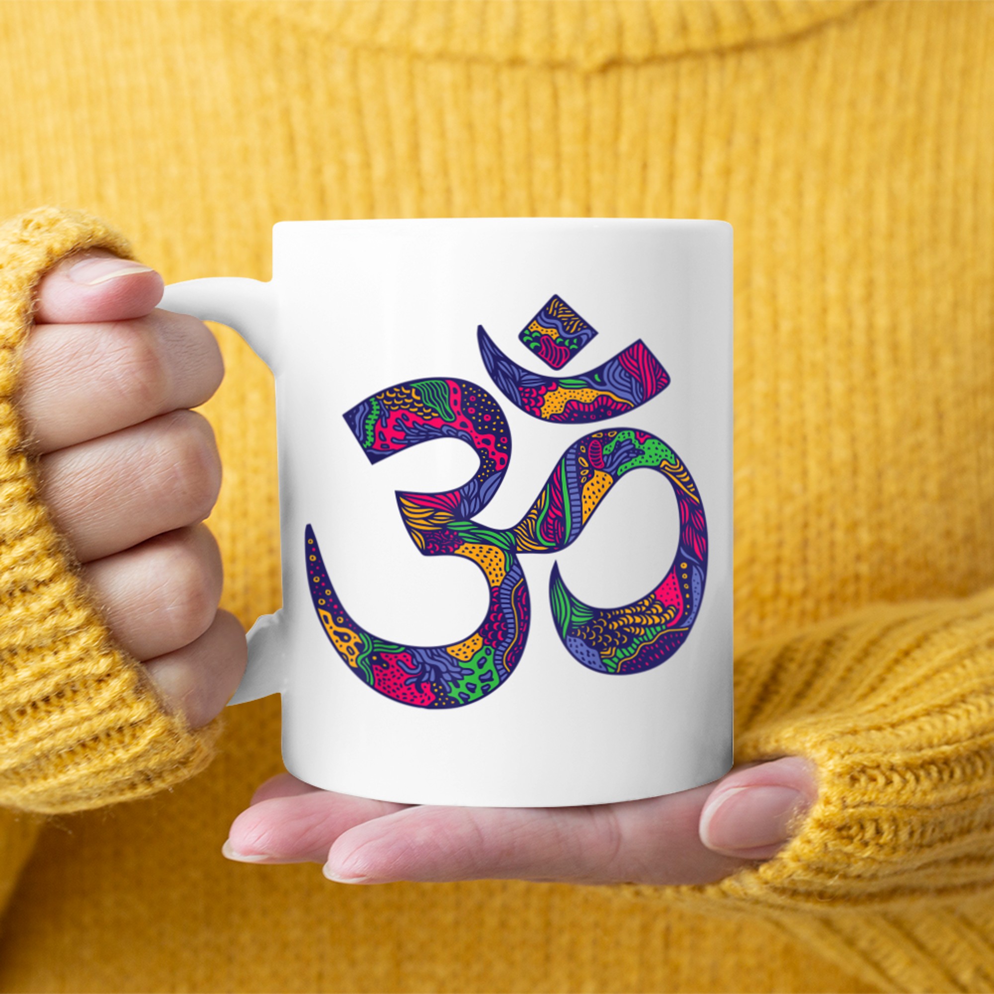 Om Symbol Aum Ohm Hindu Mandala Yoga Meditation Namaste (5) mug white