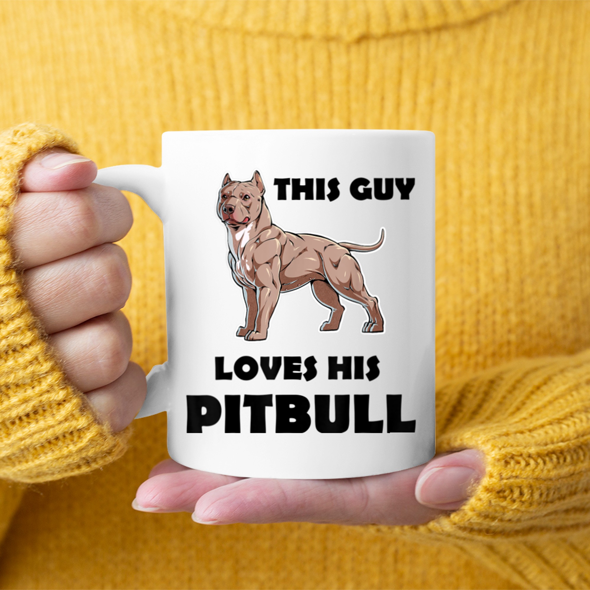 Pitbull - Dog Love - This Guy Loves His Pitbull mug white