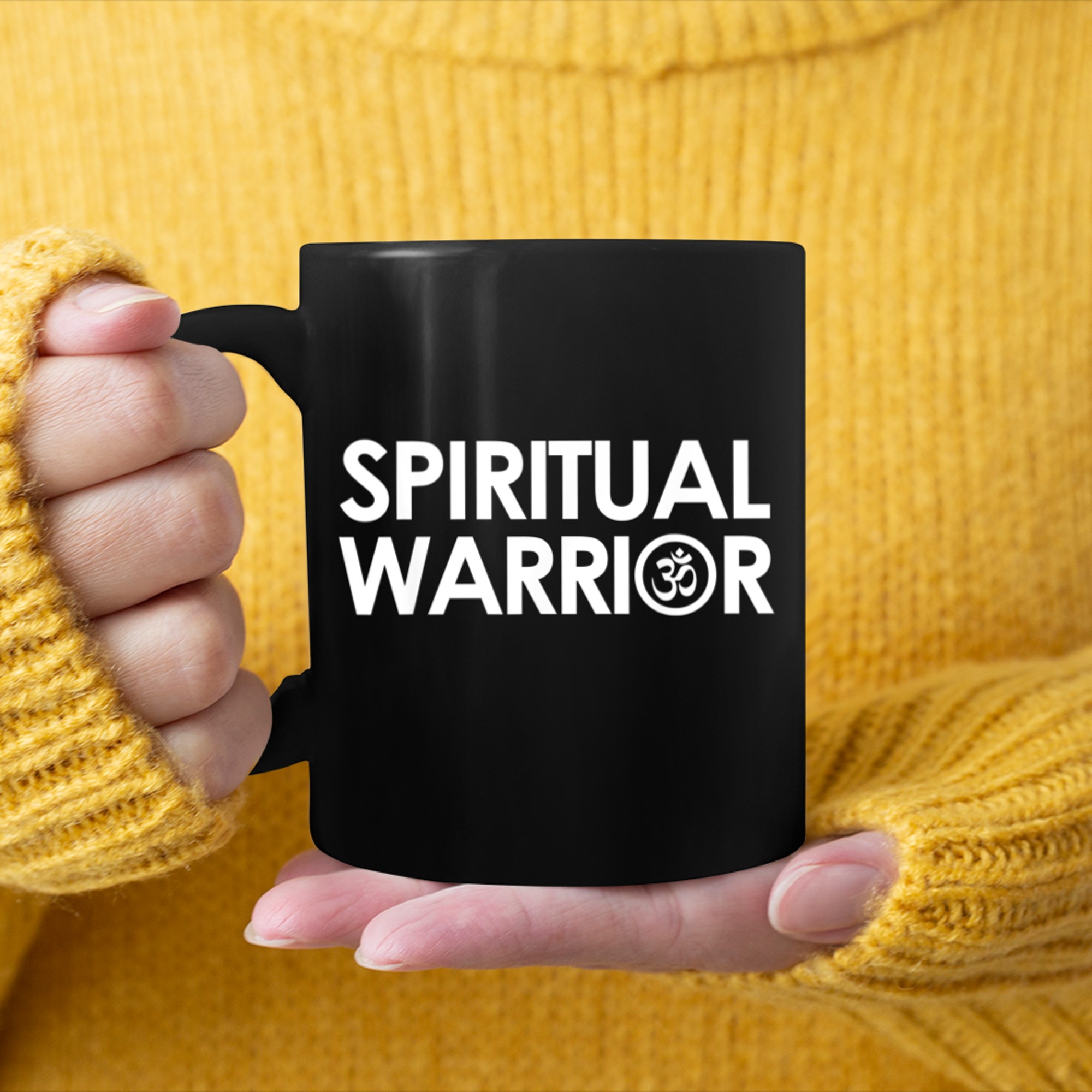 Spiritual Warrior Om Symbol Yogi Yoga Quote mug black