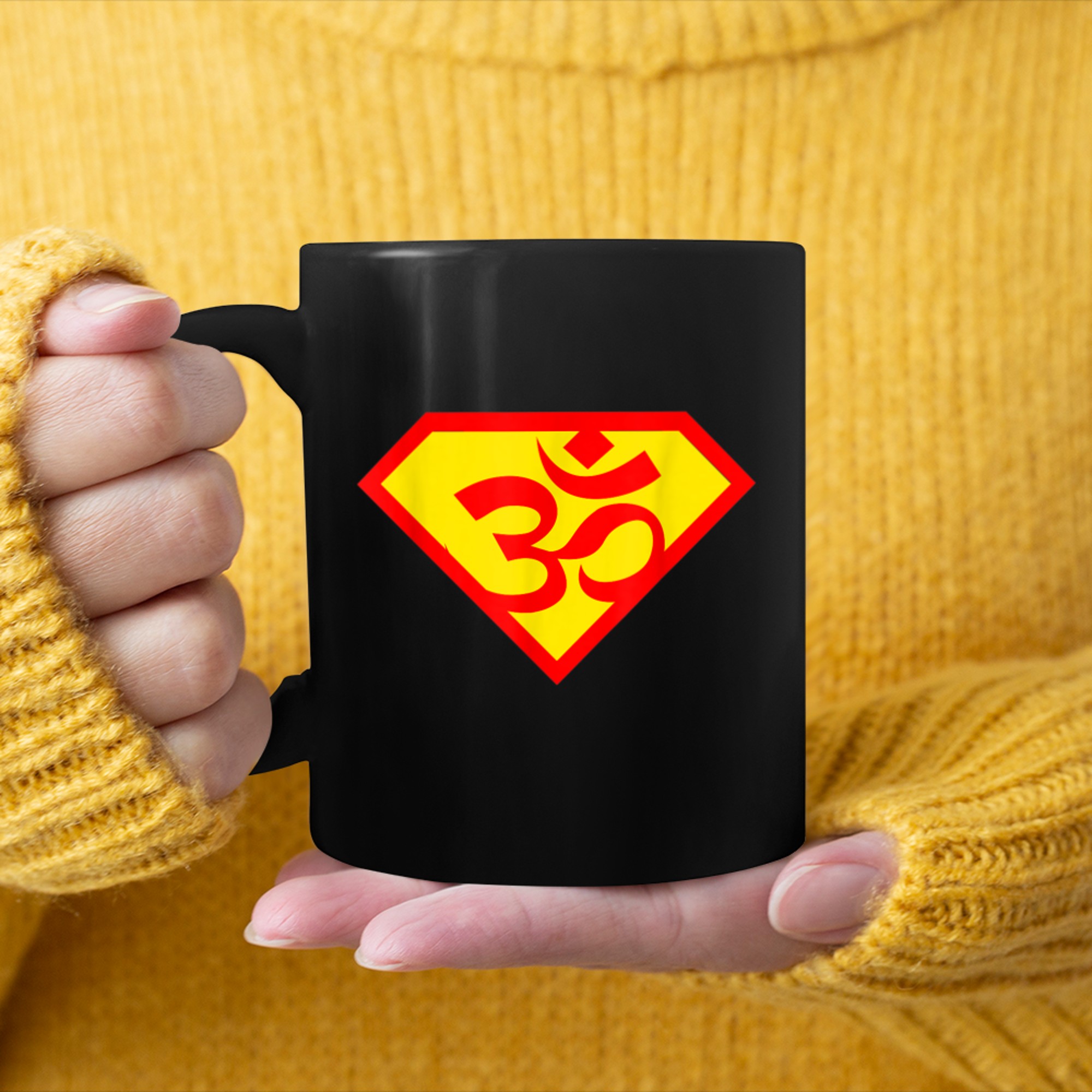 Super Om Yoga Tee - Buddhism Spiritual Symbol mug black