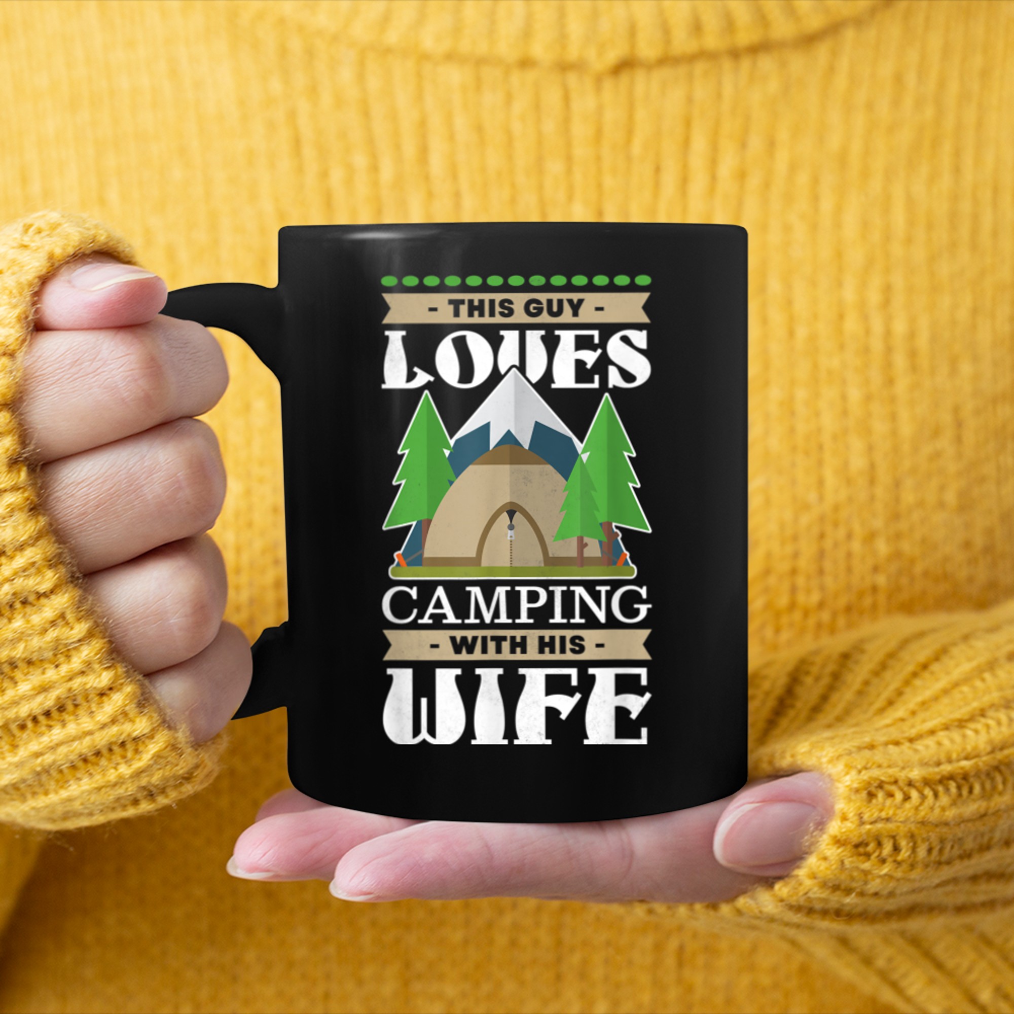 This Guy Loves Camping With His Wife, Camper mug black