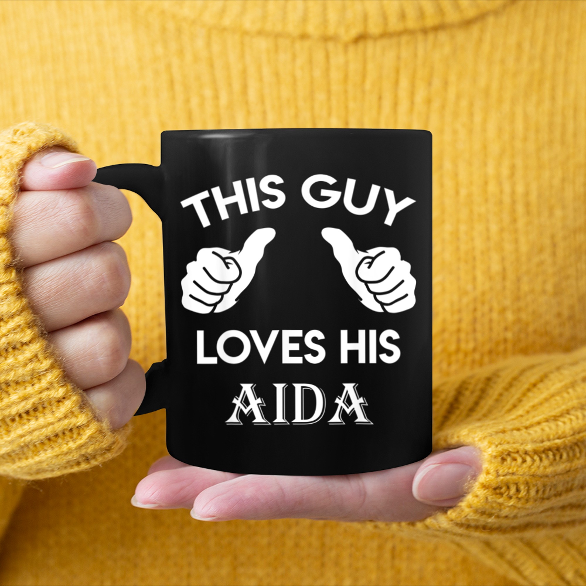 This guy loves his AIDA valentine heart belongs 3 mug black