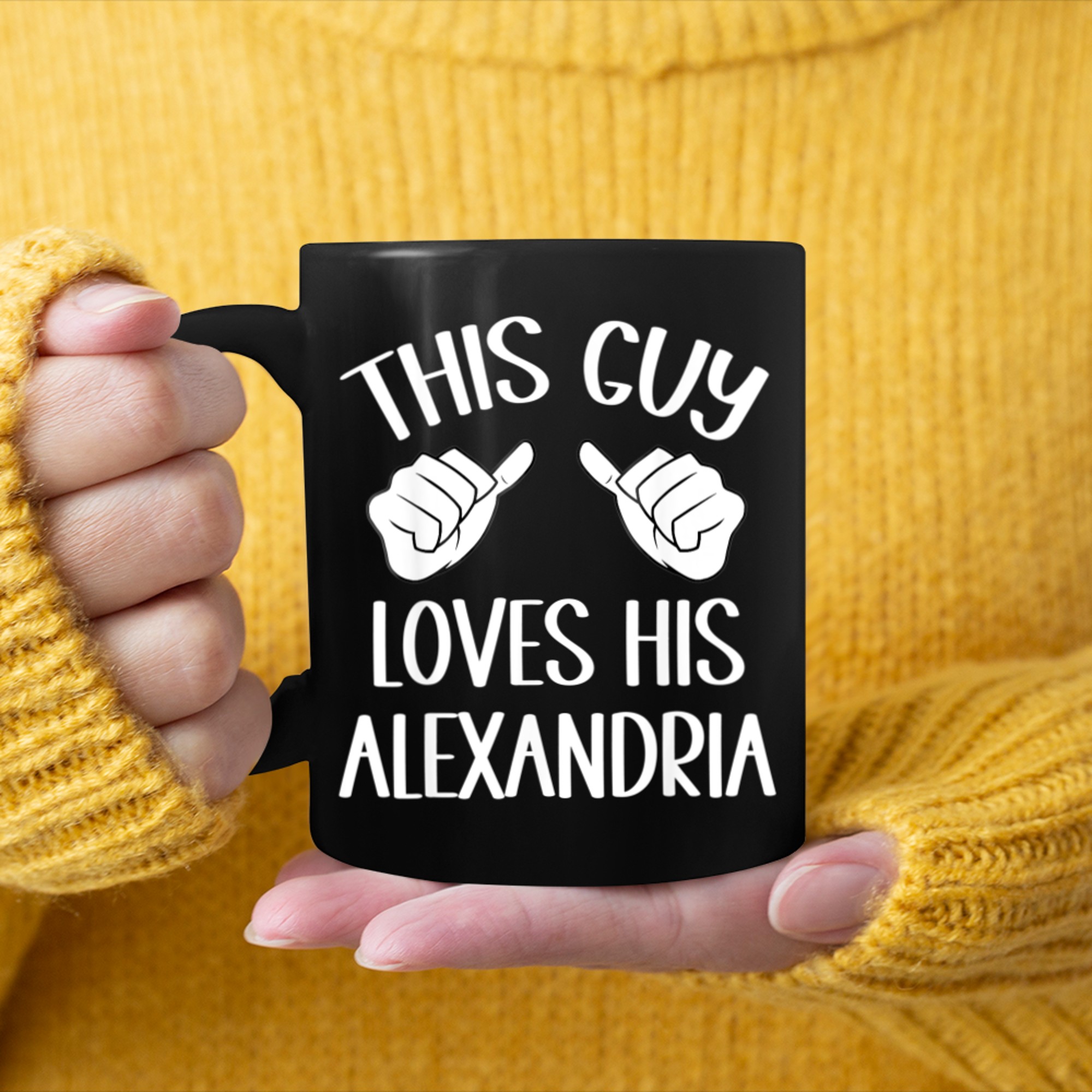 This Guy Loves His Alexandria Valentine mug black