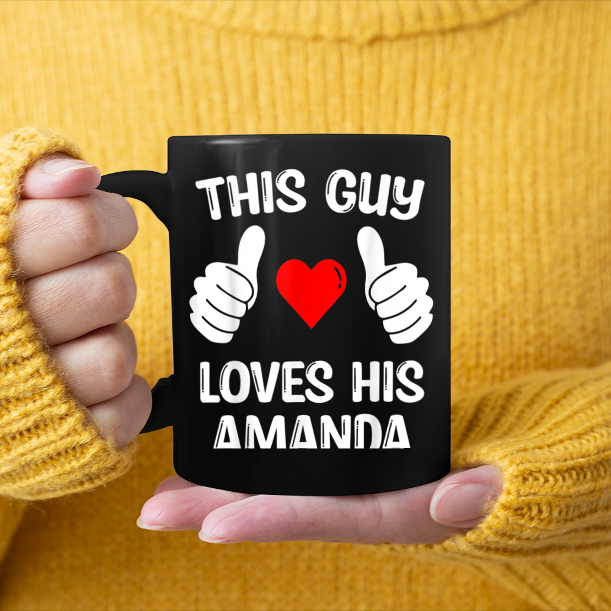 This Guy Loves His Amanda Girlfriend Wife Valentine's Day mug black