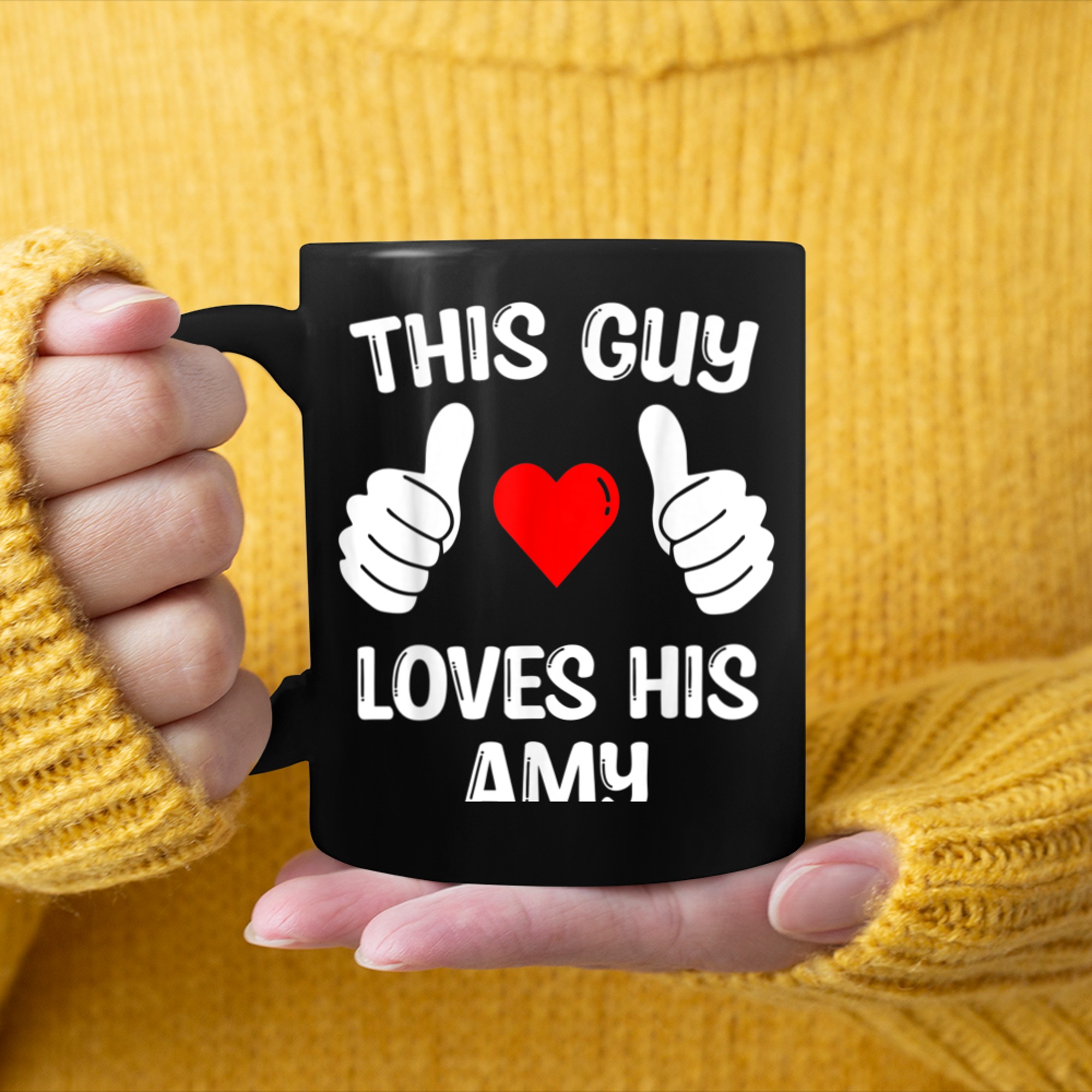 This Guy Loves His Amy Girlfriend Wife Valentine's Day mug black