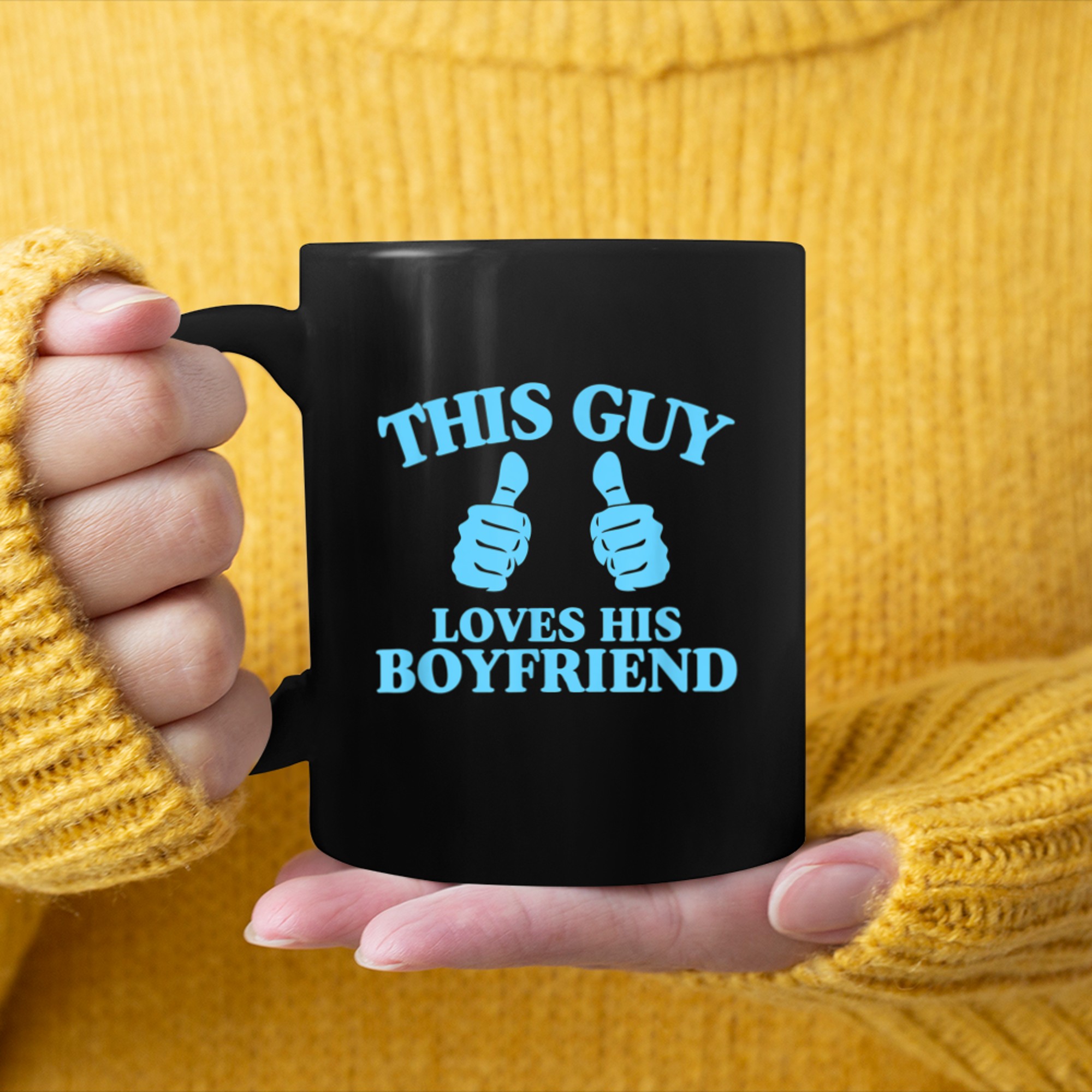 This Guy Loves His Boyfriend Gay LGBTQ Pride T-Shirt Men Boy mug black