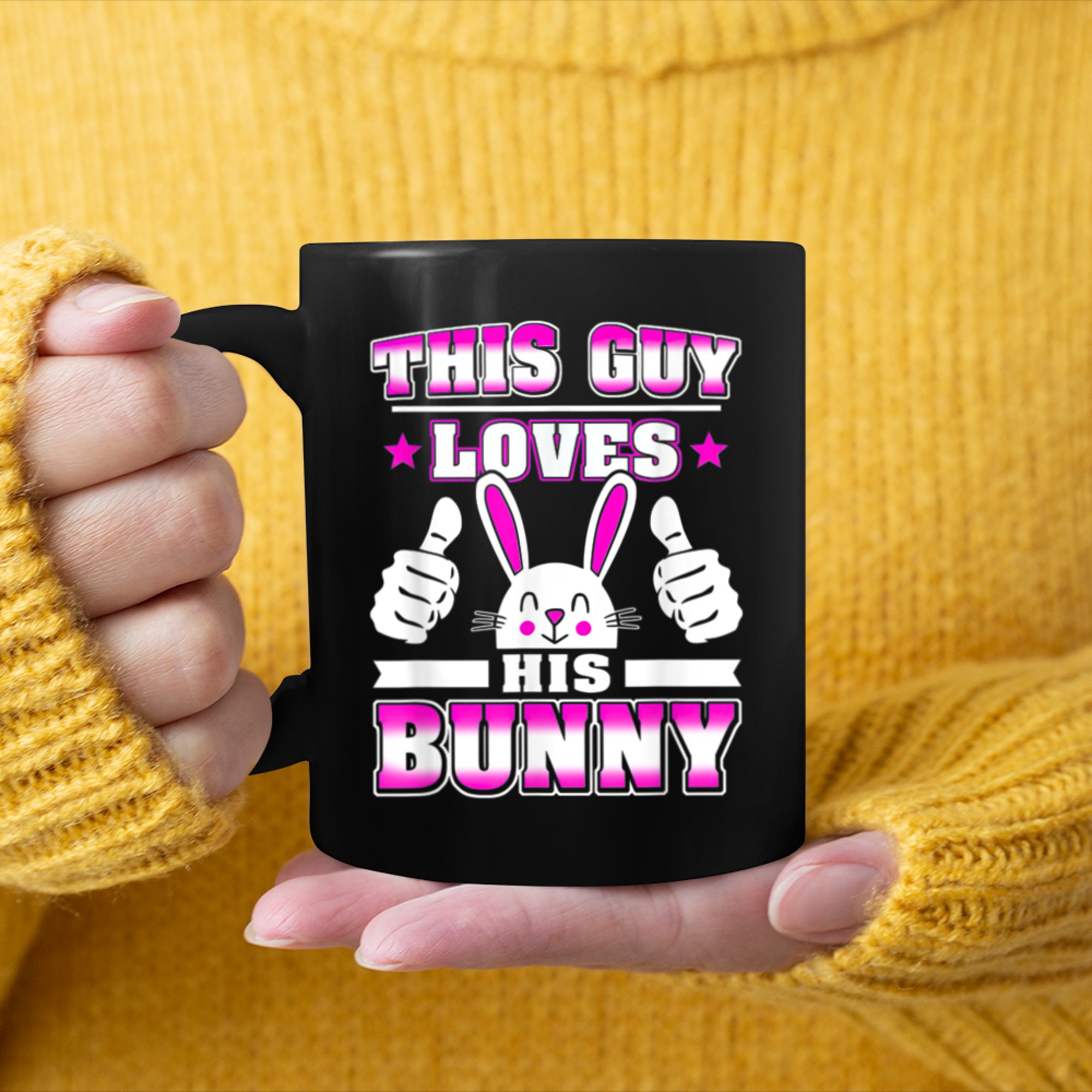 This Guy Loves His Bunny Funny Lover mug black