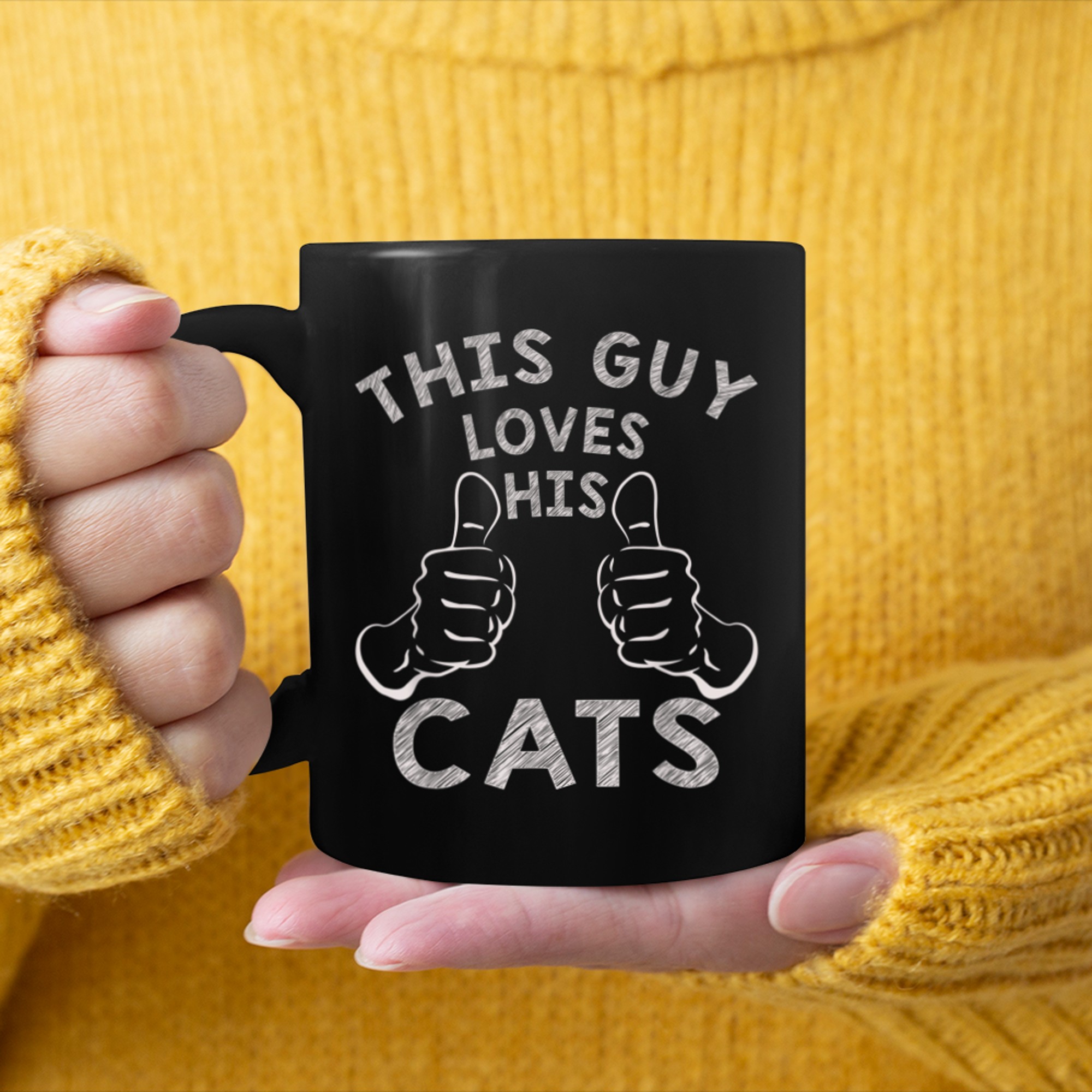 This Guy Loves His Cats Funny Cat Lover (1) mug black