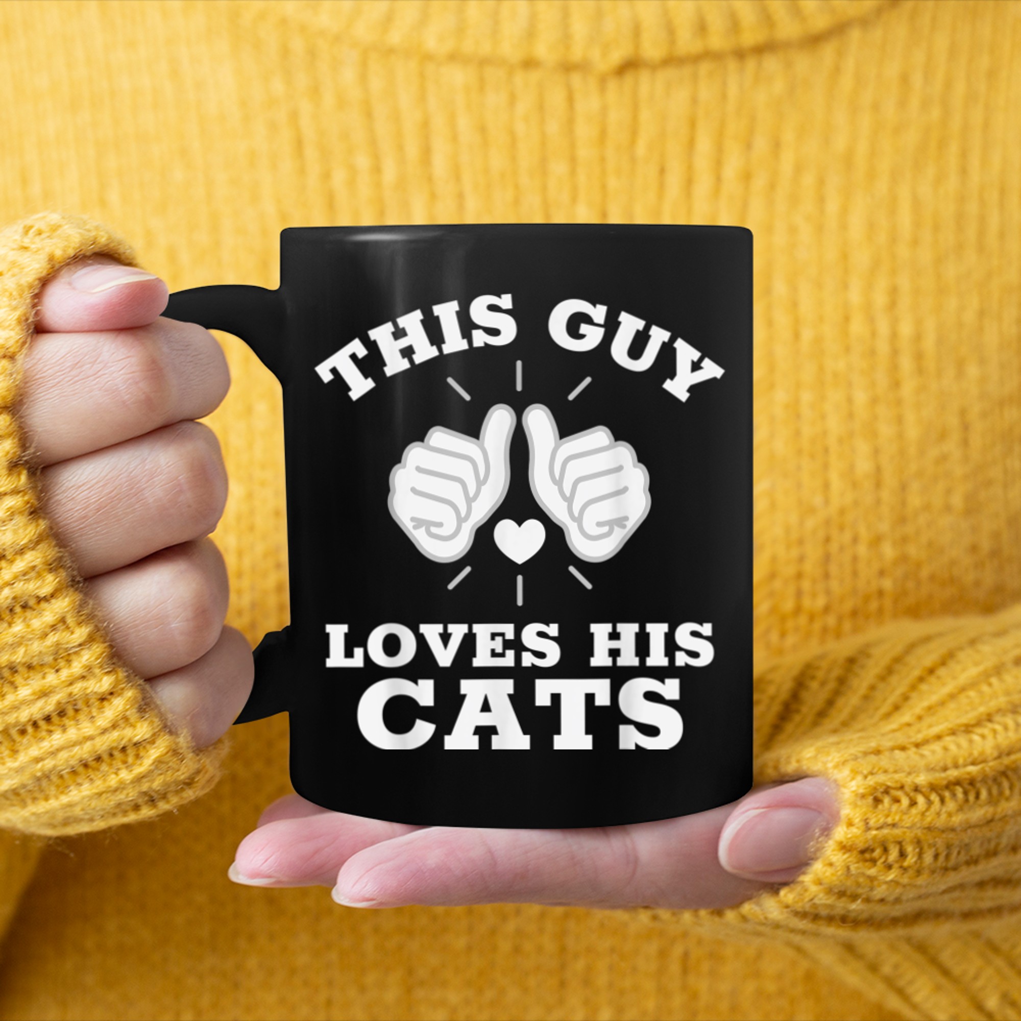 This Guy Loves His Cats Kitten Dad Cat Love mug black