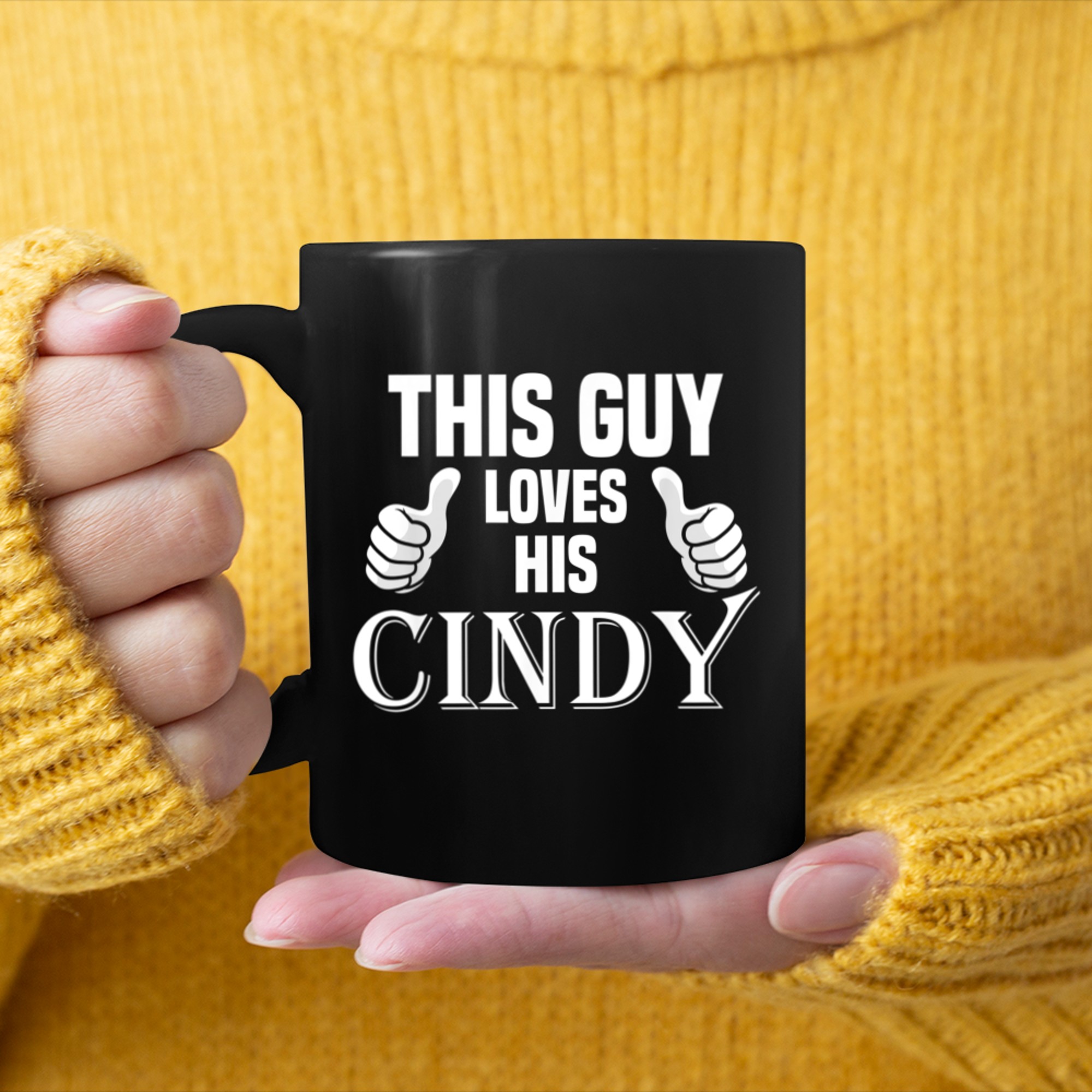 This Guy Loves His CINDY Valentine Anniversary mug black