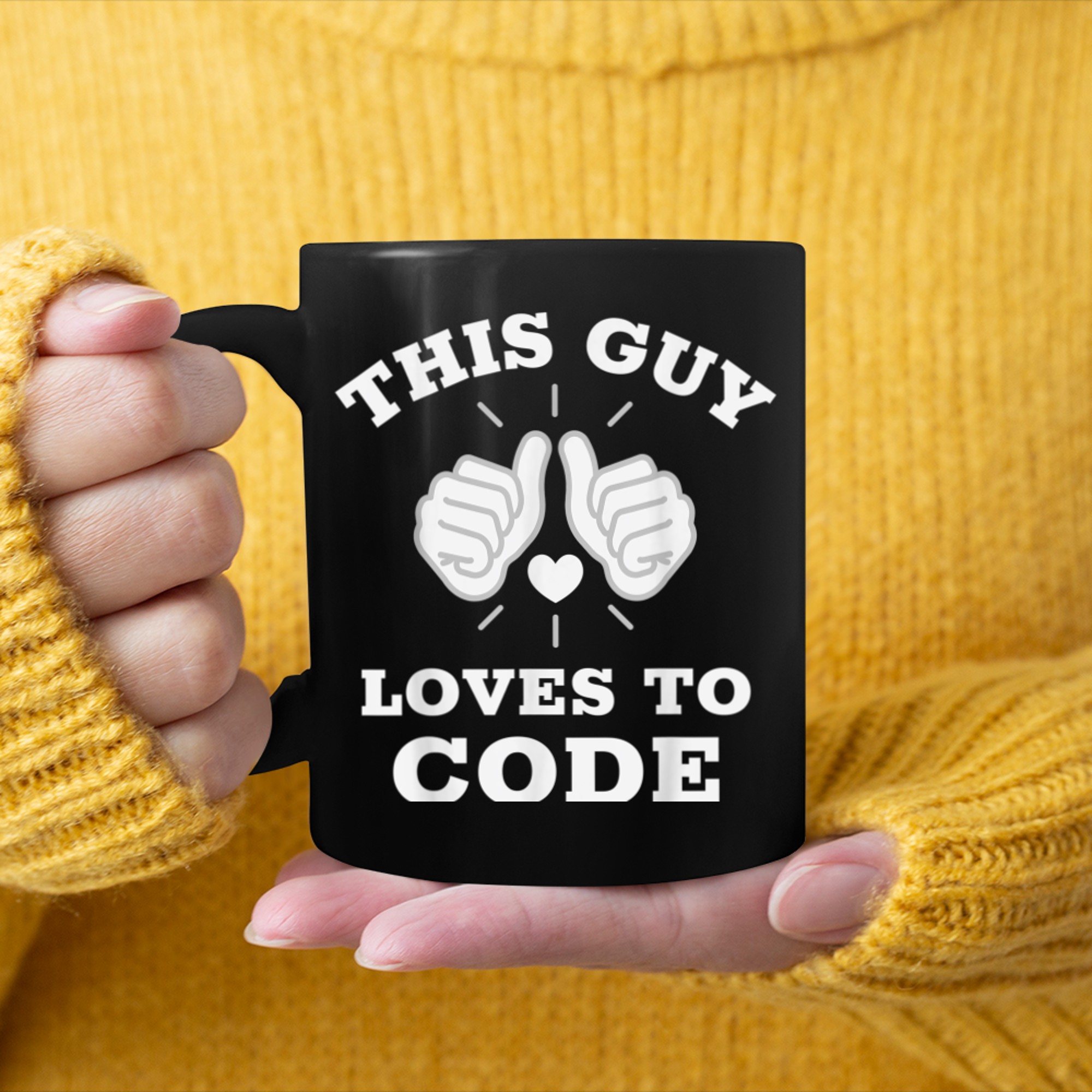 This Guy Loves His Code Computer Programmer mug black