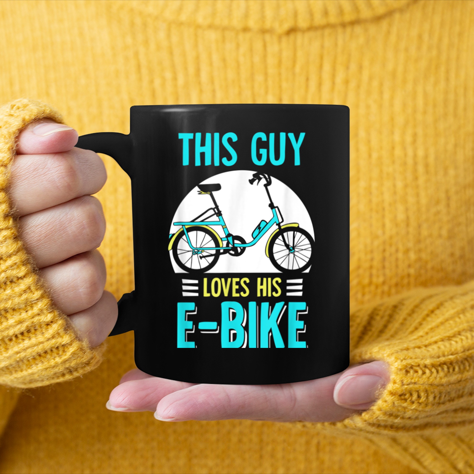 This Guy Loves His E-Bike Electric Biking Cycling Rider mug black